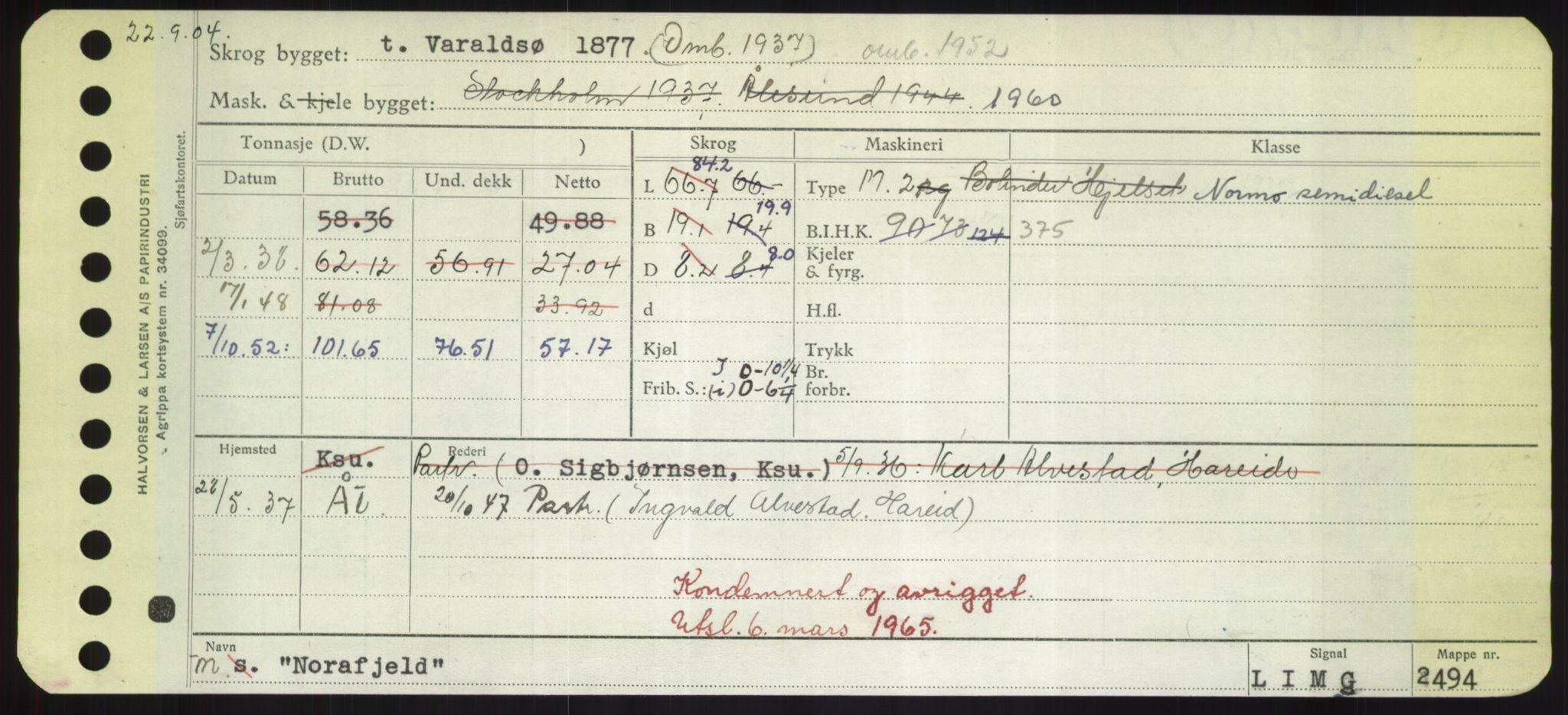 Sjøfartsdirektoratet med forløpere, Skipsmålingen, RA/S-1627/H/Hd/L0026: Fartøy, N-Norhol, p. 351