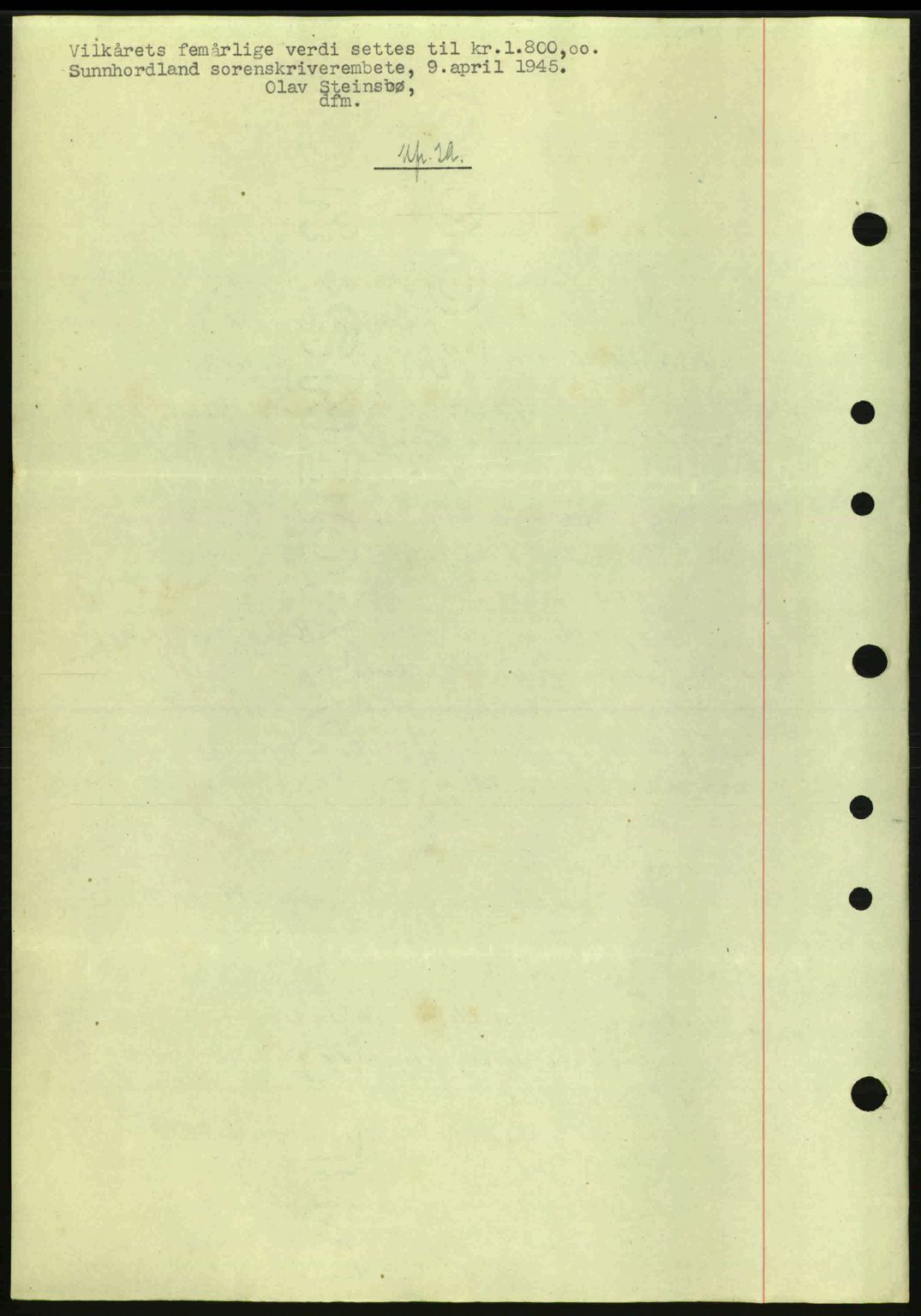 Sunnhordland sorenskrivar, AV/SAB-A-2401: Mortgage book no. A77, 1945-1945, Diary no: : 417/1945