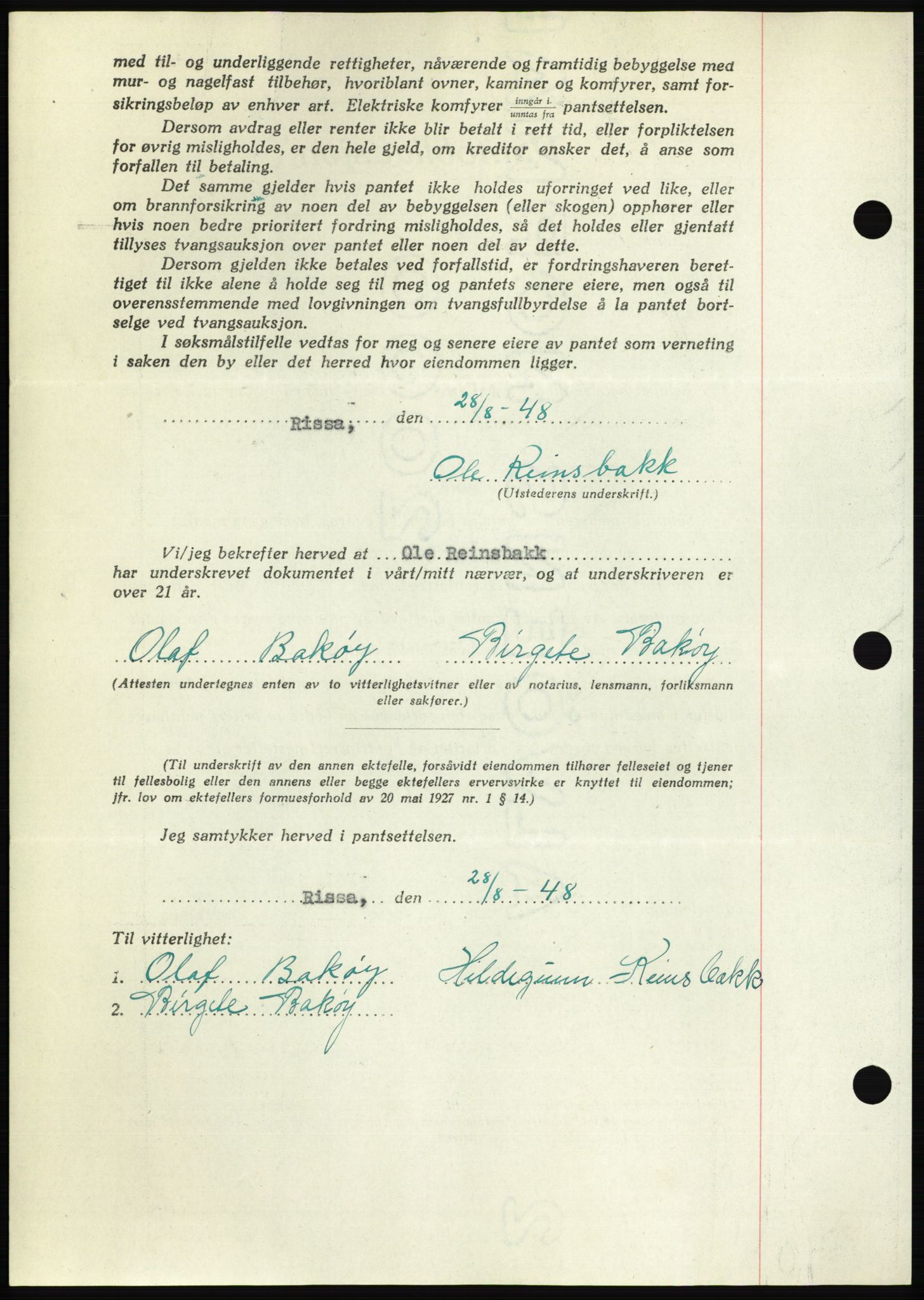 Fosen sorenskriveri, AV/SAT-A-1107/1/2/2C: Mortgage book no. B, 1948-1950, Diary no: : 1350/1948