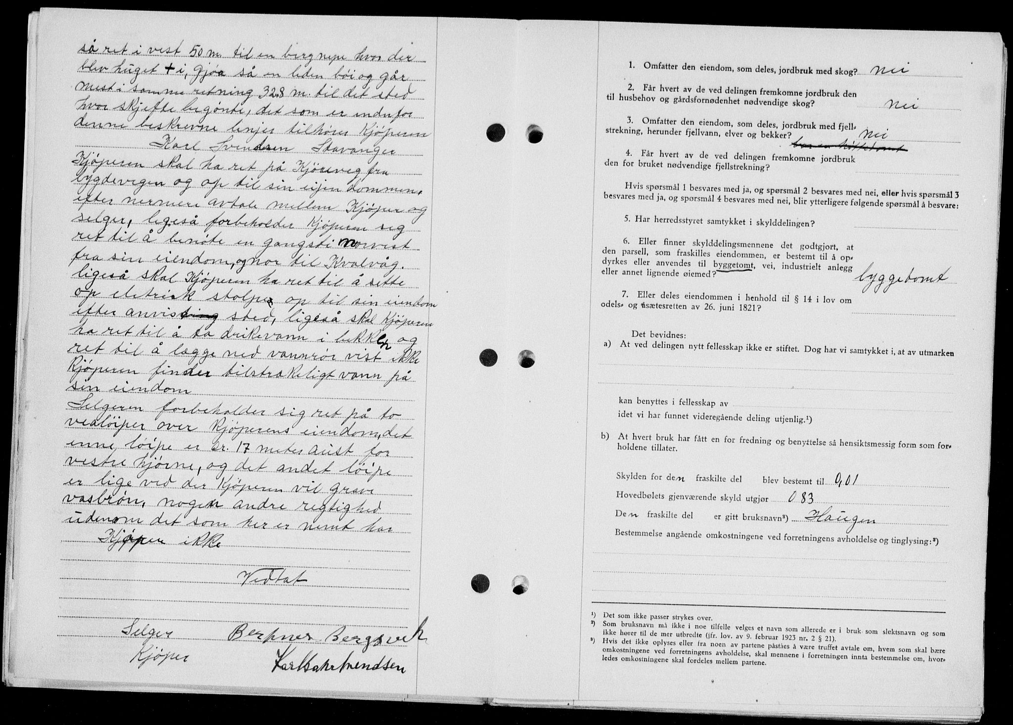 Ryfylke tingrett, AV/SAST-A-100055/001/II/IIB/L0104: Mortgage book no. 83, 1948-1949, Diary no: : 260/1949