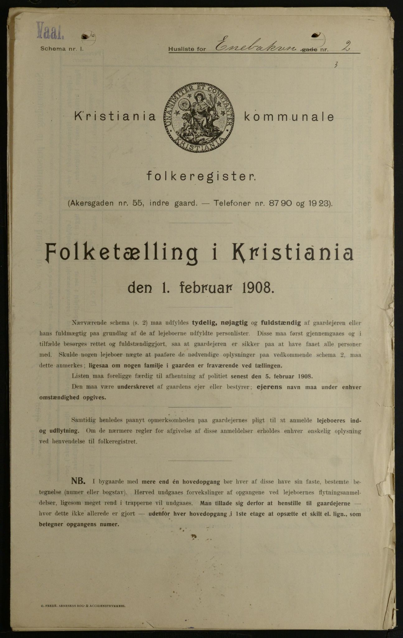 OBA, Municipal Census 1908 for Kristiania, 1908, p. 19125
