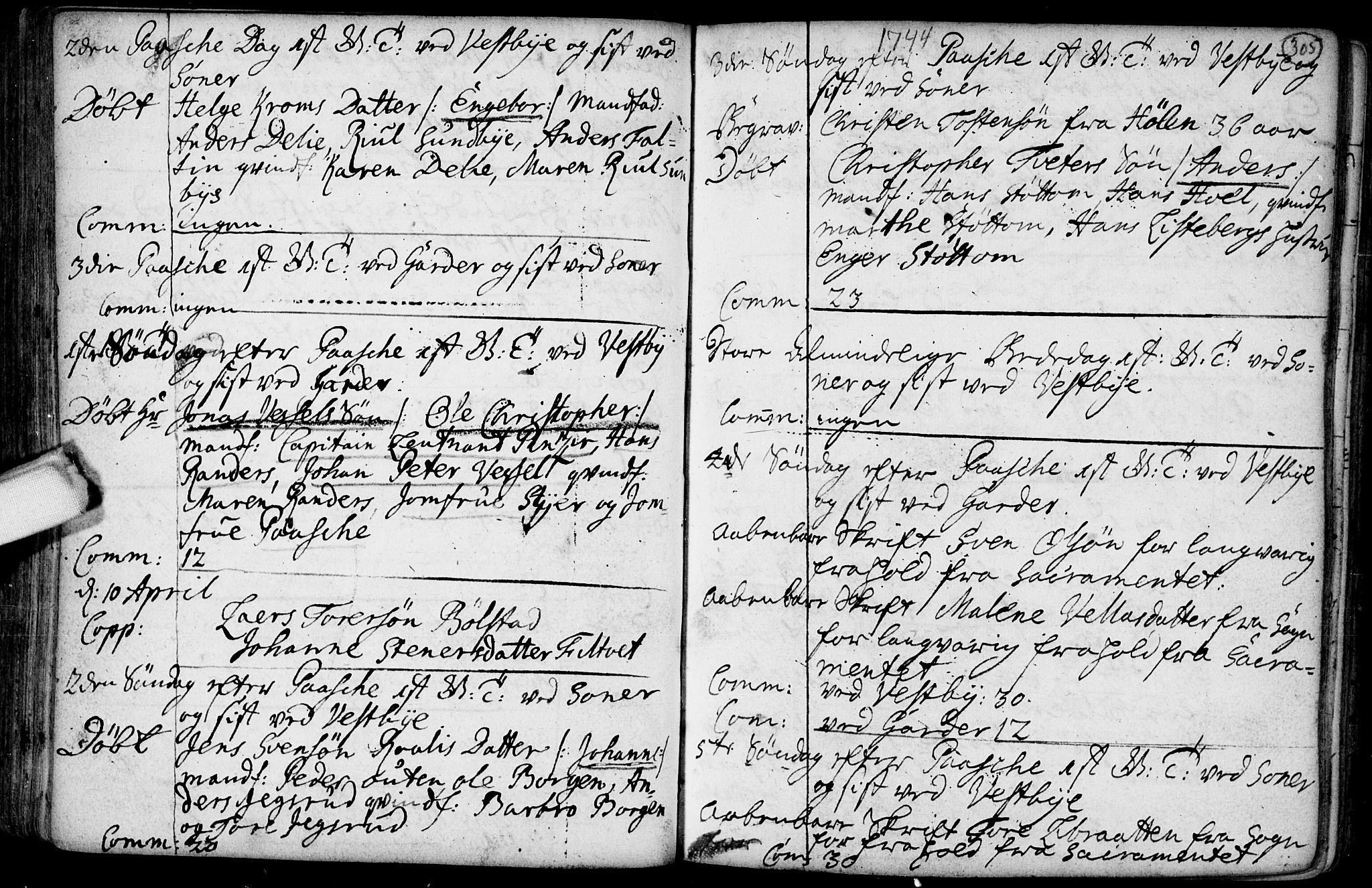 Vestby prestekontor Kirkebøker, SAO/A-10893/F/Fa/L0001.b: Parish register (official) no. I 1B, 1714-1759, p. 305