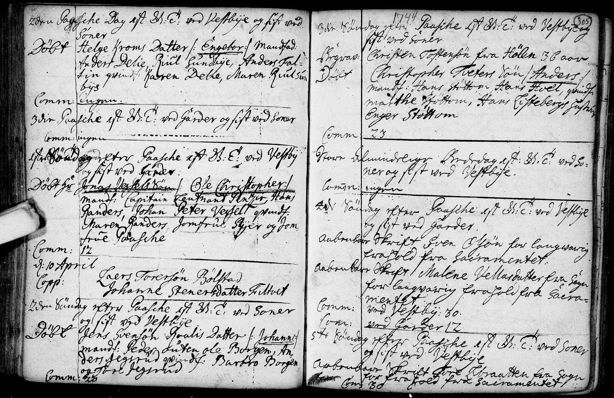 Vestby prestekontor Kirkebøker, AV/SAO-A-10893/F/Fa/L0001.b: Parish register (official) no. I 1B, 1714-1759, p. 305