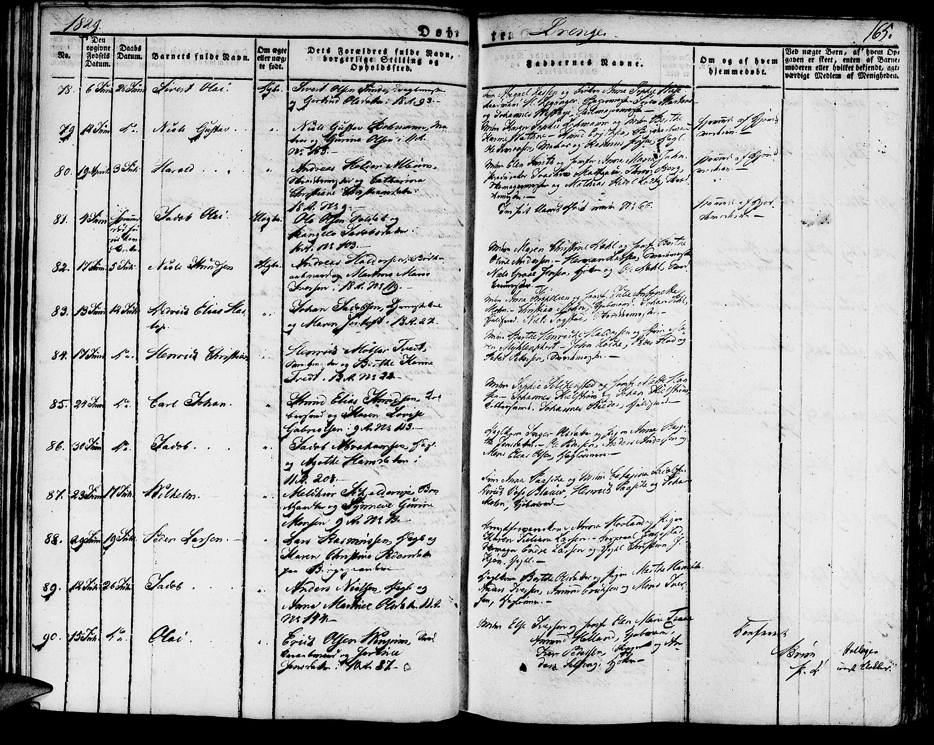 Domkirken sokneprestembete, SAB/A-74801/H/Haa/L0012: Parish register (official) no. A 12, 1821-1840, p. 165