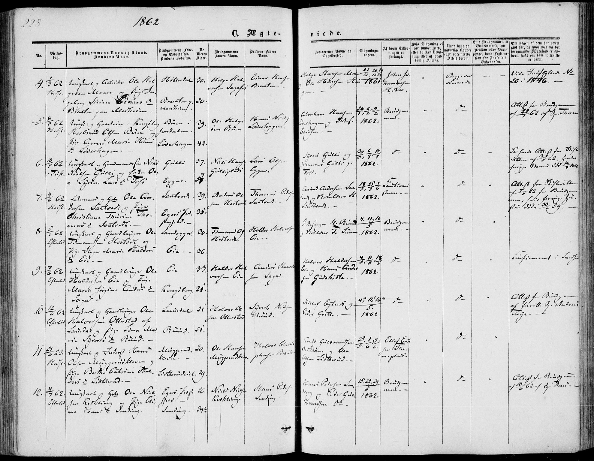 Sandsvær kirkebøker, SAKO/A-244/F/Fa/L0006: Parish register (official) no. I 6, 1857-1868, p. 228