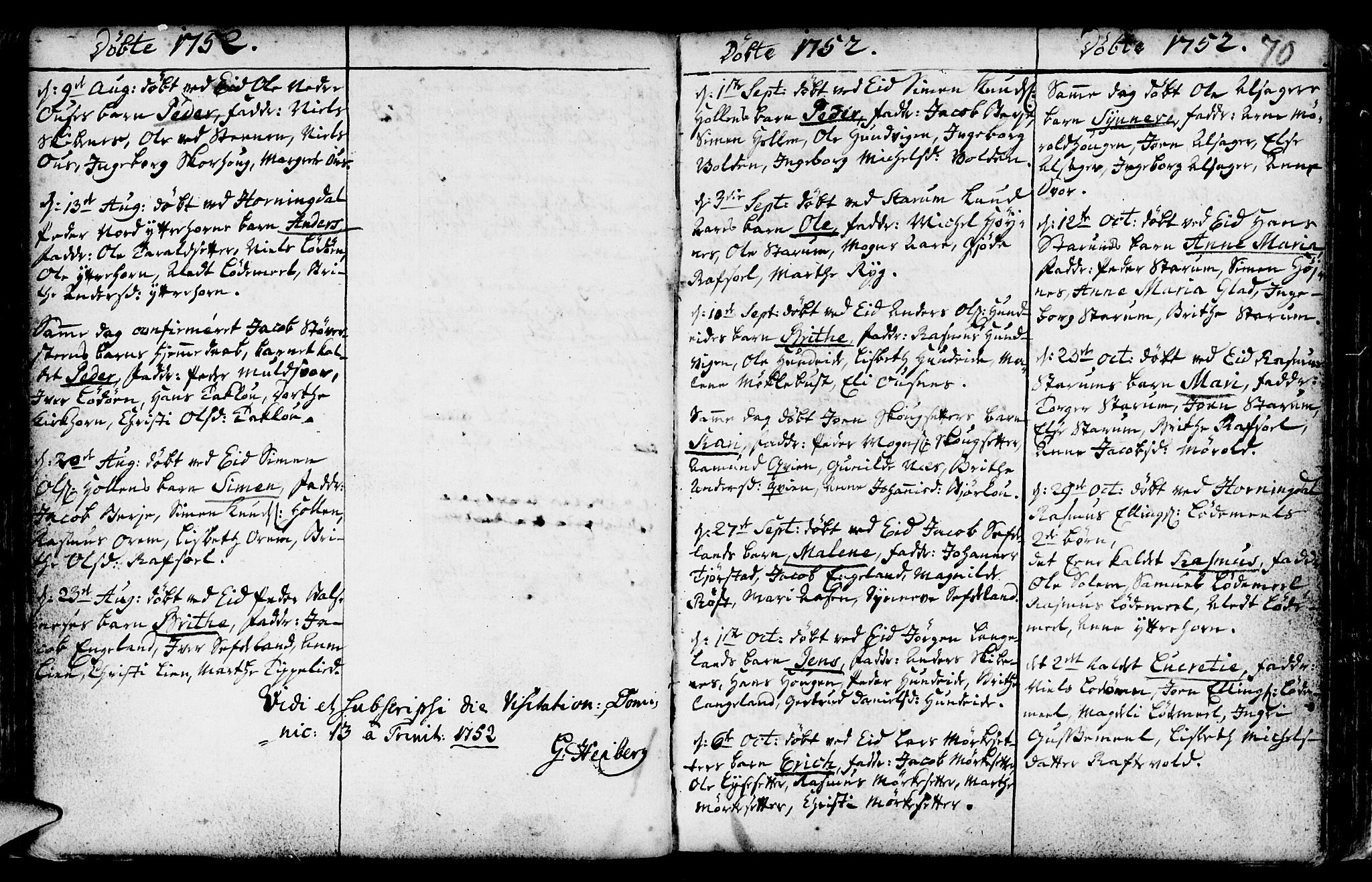 Eid sokneprestembete, AV/SAB-A-82301/H/Haa/Haaa/L0002: Parish register (official) no. A 2, 1741-1769, p. 70