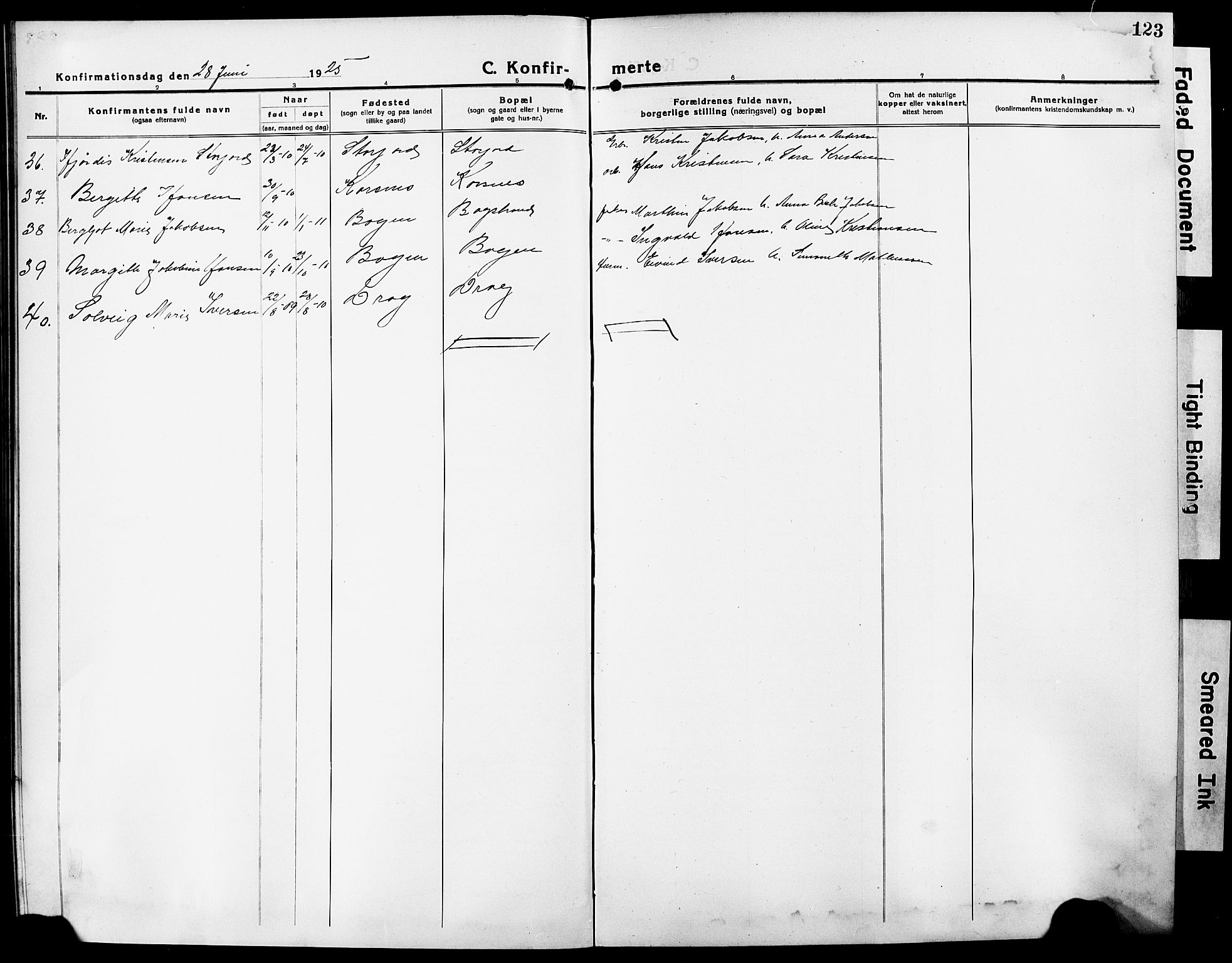 Ministerialprotokoller, klokkerbøker og fødselsregistre - Nordland, AV/SAT-A-1459/861/L0878: Parish register (copy) no. 861C04, 1917-1928, p. 123