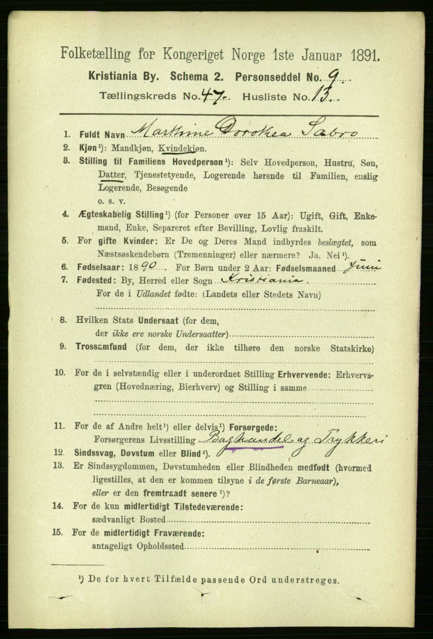 RA, 1891 census for 0301 Kristiania, 1891, p. 28320