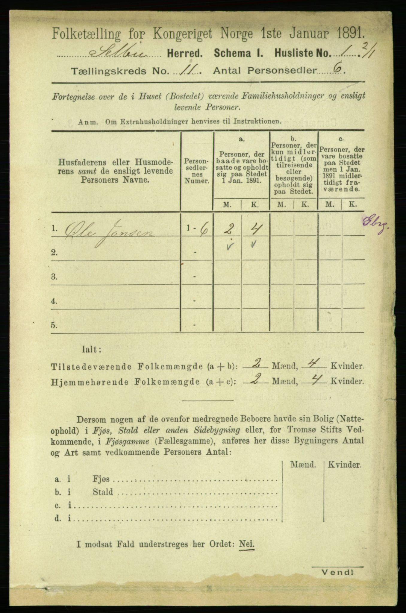 RA, 1891 census for 1664 Selbu, 1891, p. 3928