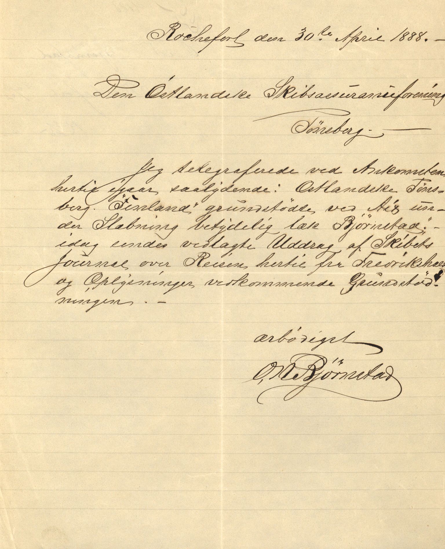 Pa 63 - Østlandske skibsassuranceforening, VEMU/A-1079/G/Ga/L0023/0003: Havaridokumenter / Else Katrine, Einar, Ethel, Finland, Favour, 1888, p. 39