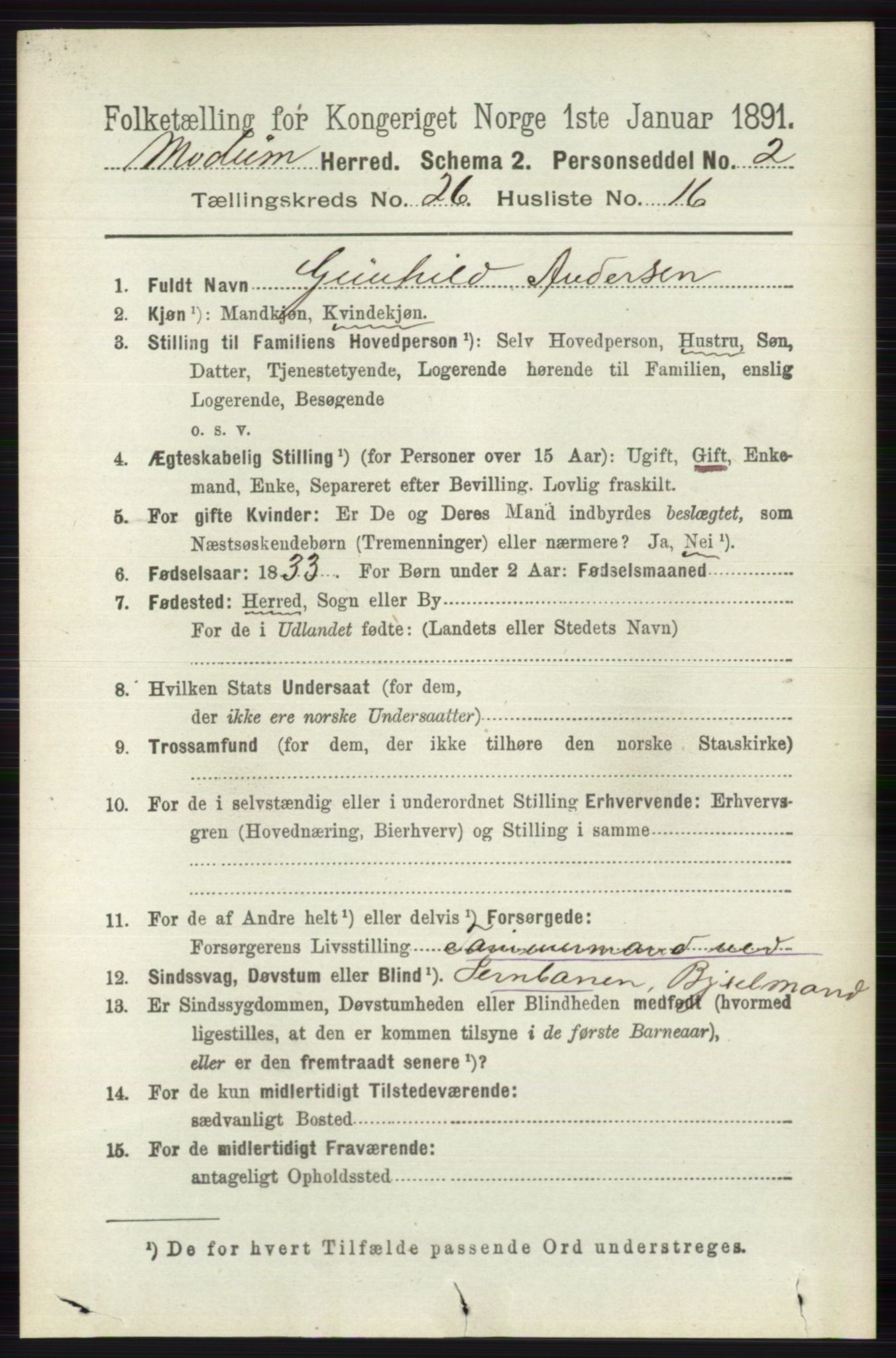 RA, 1891 census for 0623 Modum, 1891, p. 9499