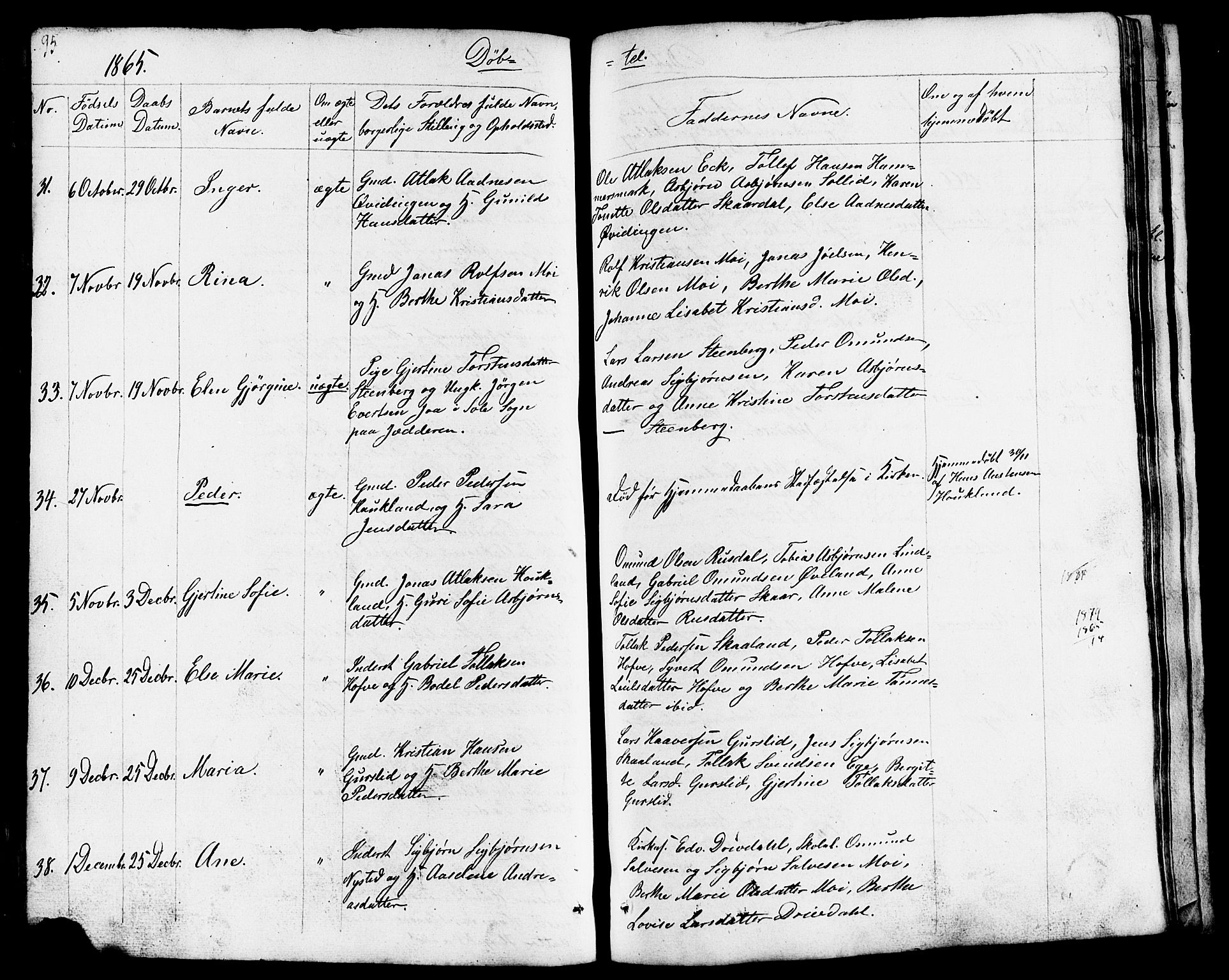 Lund sokneprestkontor, AV/SAST-A-101809/S07/L0003: Parish register (copy) no. B 3, 1848-1885, p. 95