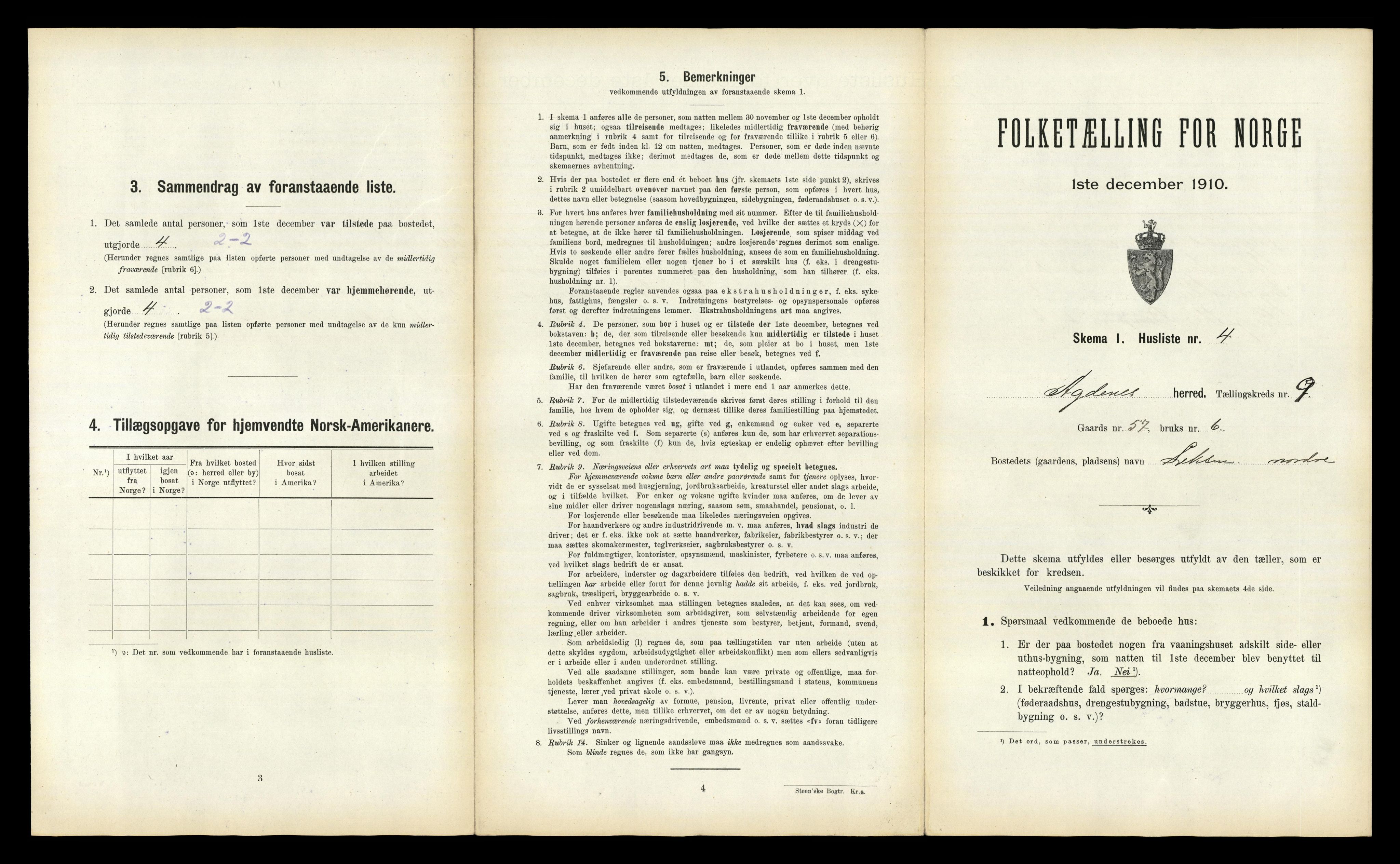 RA, 1910 census for Agdenes, 1910, p. 445