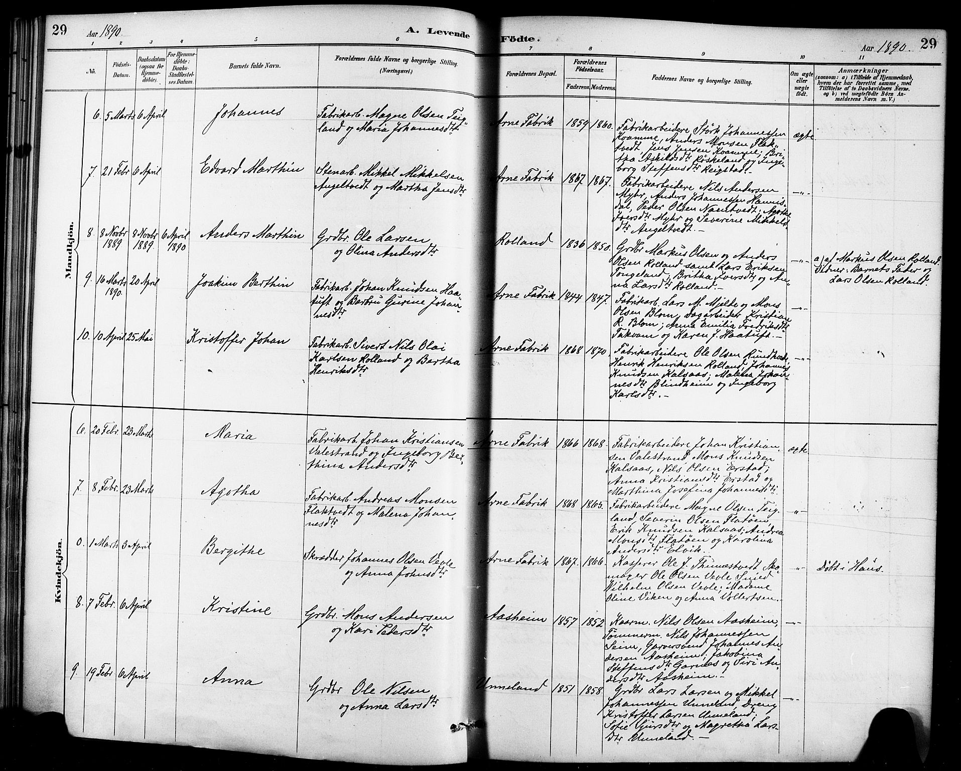 Haus sokneprestembete, AV/SAB-A-75601/H/Haa/Haad/L0001: Parish register (official) no. D 1, 1887-1898, p. 29