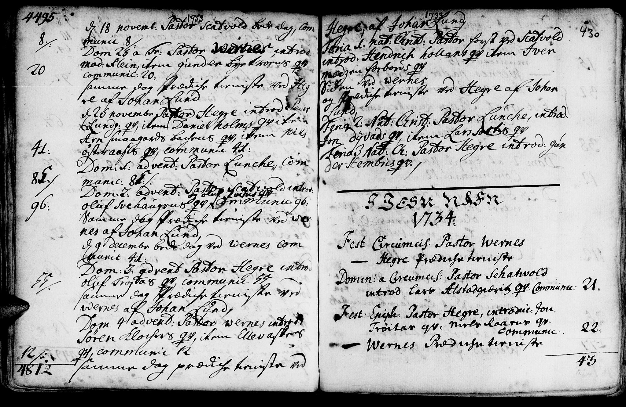 Ministerialprotokoller, klokkerbøker og fødselsregistre - Nord-Trøndelag, SAT/A-1458/709/L0054: Parish register (official) no. 709A02, 1714-1738, p. 429-430