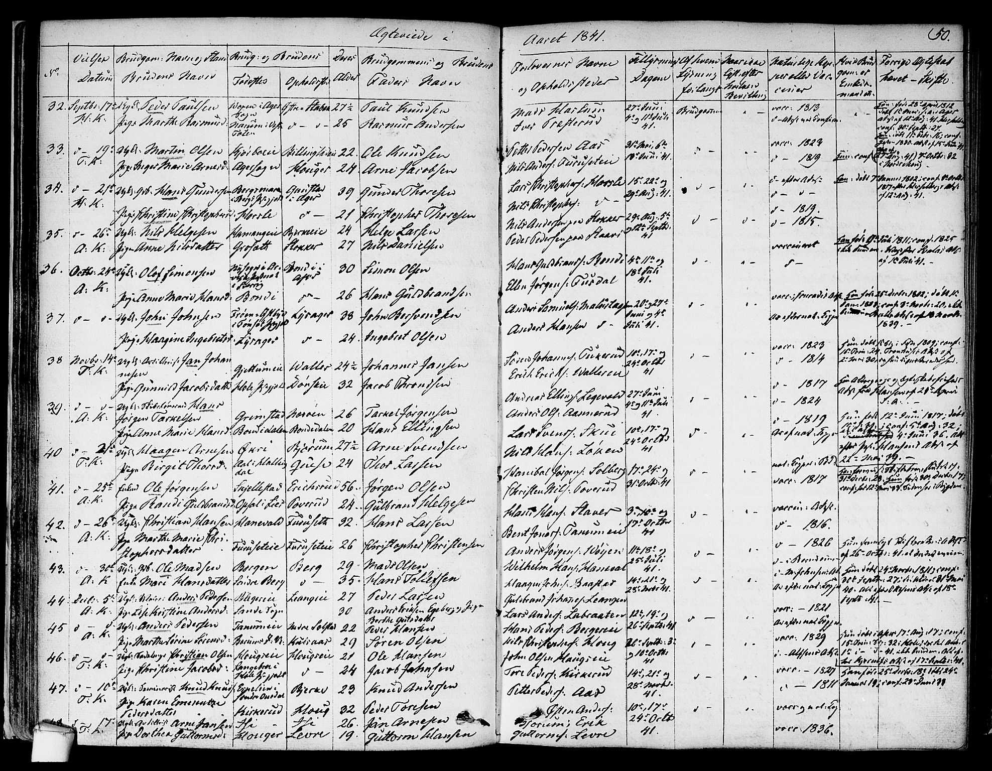 Asker prestekontor Kirkebøker, SAO/A-10256a/F/Fa/L0010: Parish register (official) no. I 10, 1825-1878, p. 50