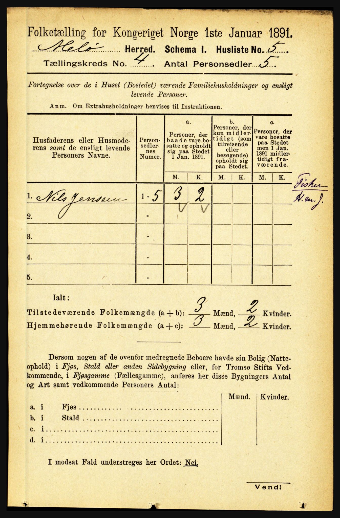 RA, 1891 census for 1837 Meløy, 1891, p. 1422