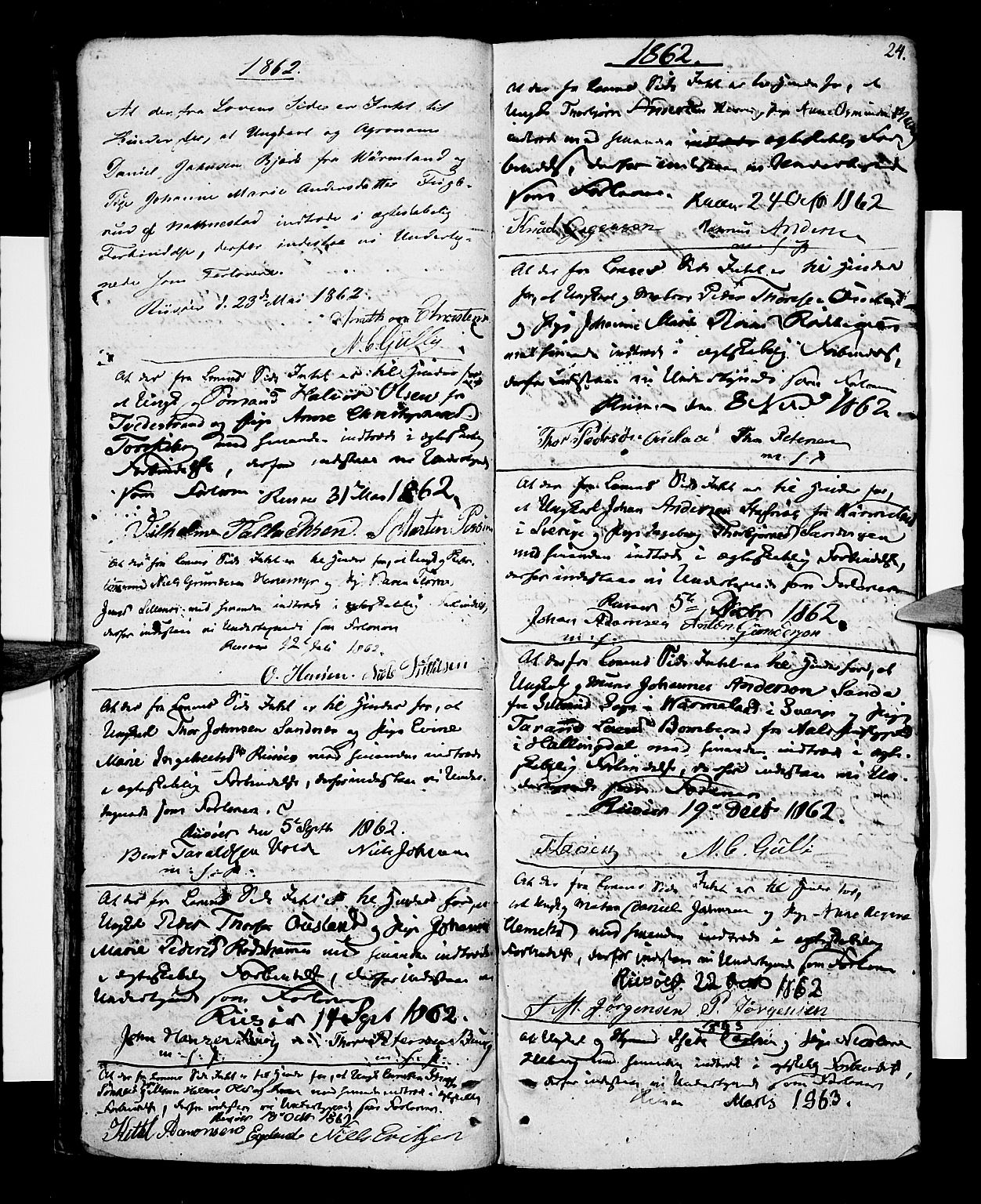 Risør sokneprestkontor, SAK/1111-0035/F/Fb/L0003: Parish register (copy) no. B 3 /1, 1812-1874, p. 24