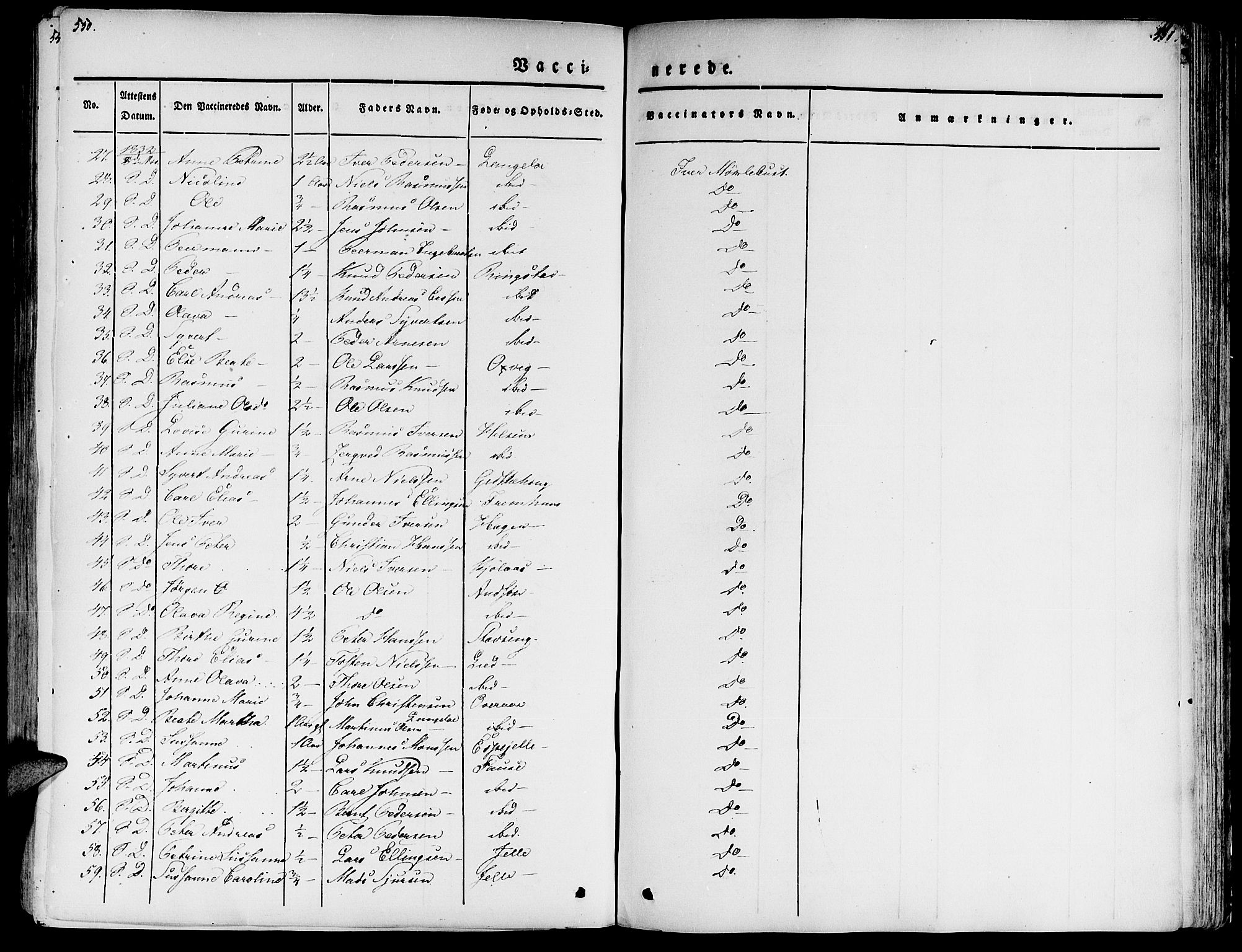 Ministerialprotokoller, klokkerbøker og fødselsregistre - Møre og Romsdal, SAT/A-1454/520/L0274: Parish register (official) no. 520A04, 1827-1864, p. 550-551