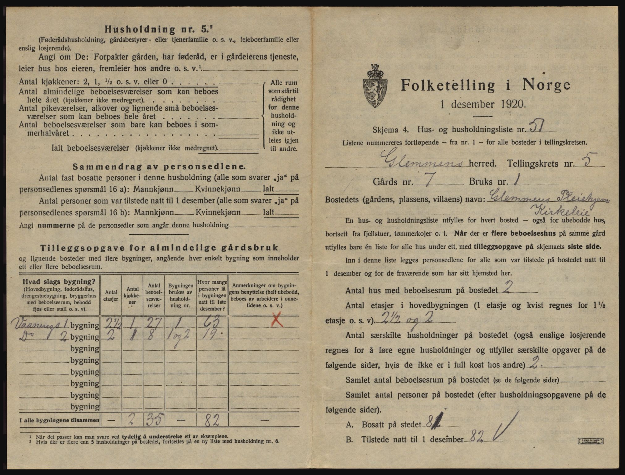 SAO, 1920 census for Glemmen, 1920, p. 1757