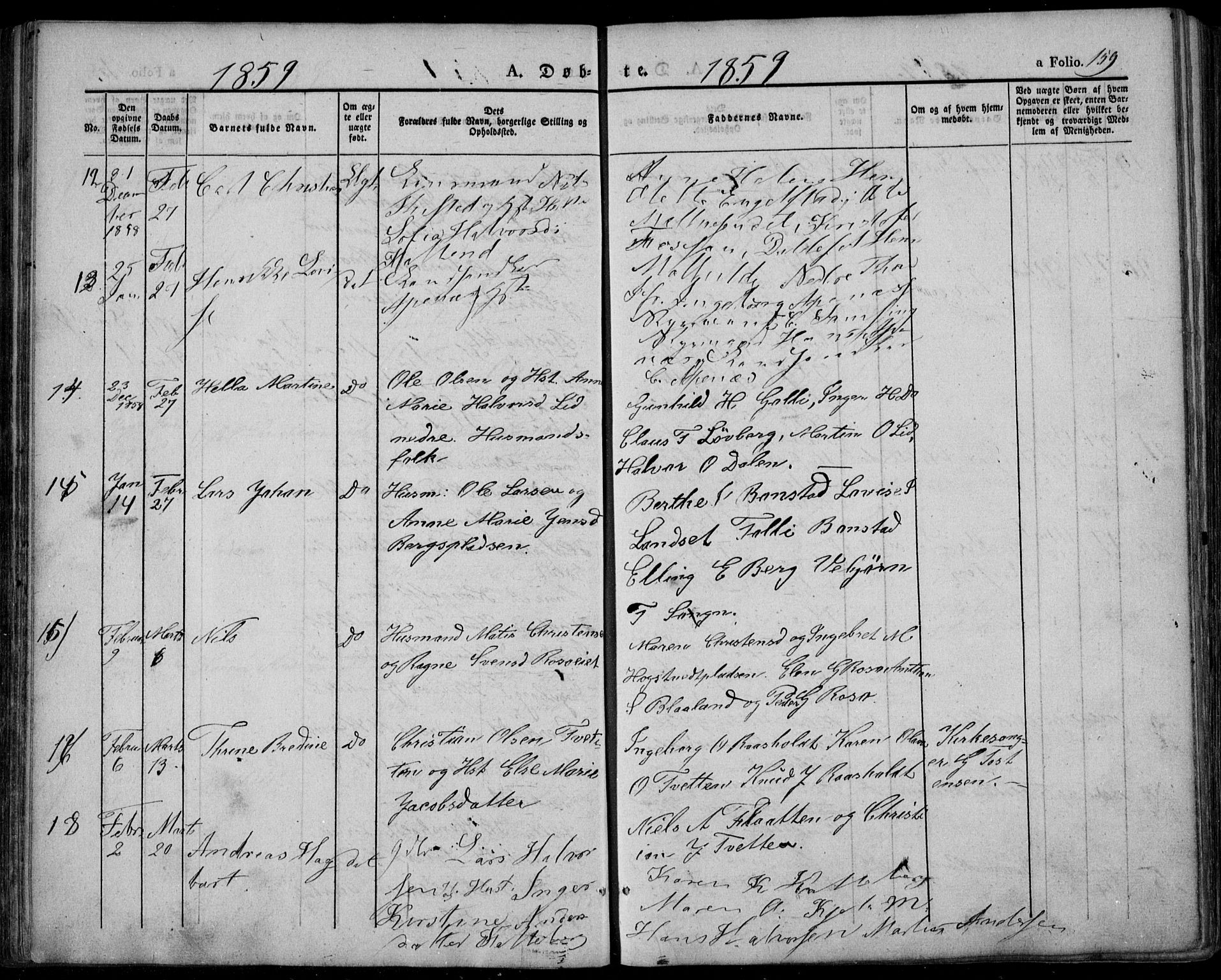 Lardal kirkebøker, SAKO/A-350/F/Fa/L0006: Parish register (official) no. I 6, 1835-1860, p. 159