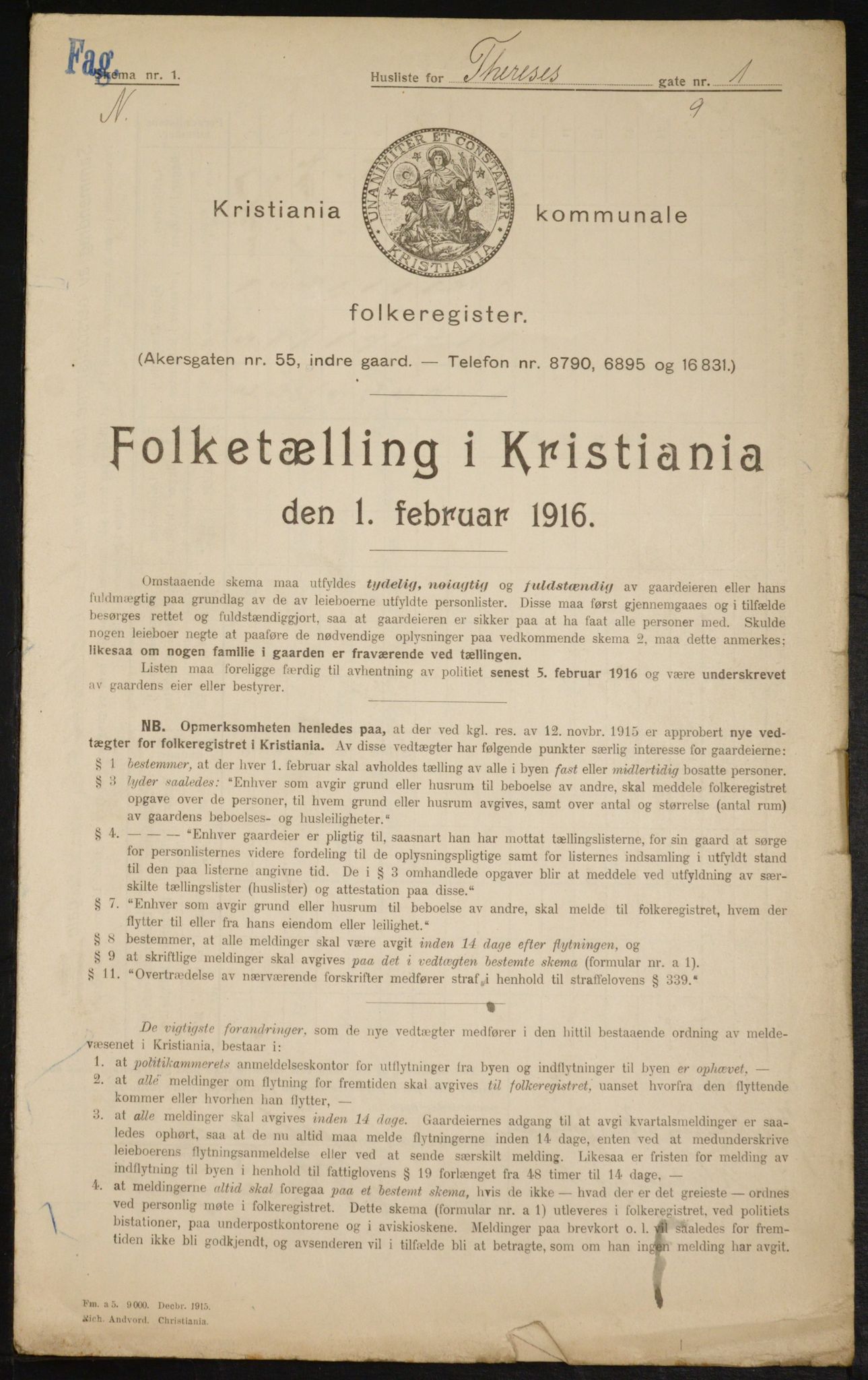 OBA, Municipal Census 1916 for Kristiania, 1916, p. 110644