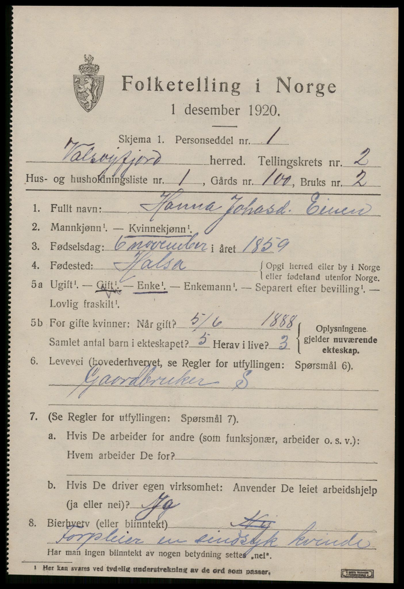 SAT, 1920 census for Valsøyfjord, 1920, p. 759