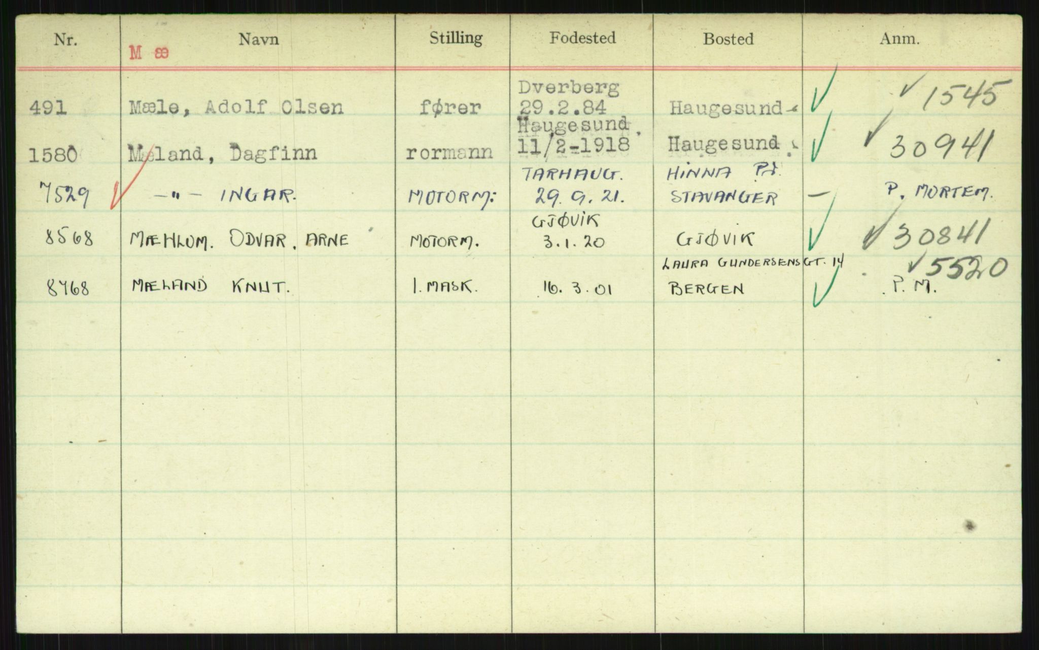 Direktoratet for sjømenn, AV/RA-S-3545/G/Gi/L0003: Alfabetisk ordnet register over krigsdekorasjoner tildelt nordmenn under krigen, K - Å, 1940-1945, p. 387