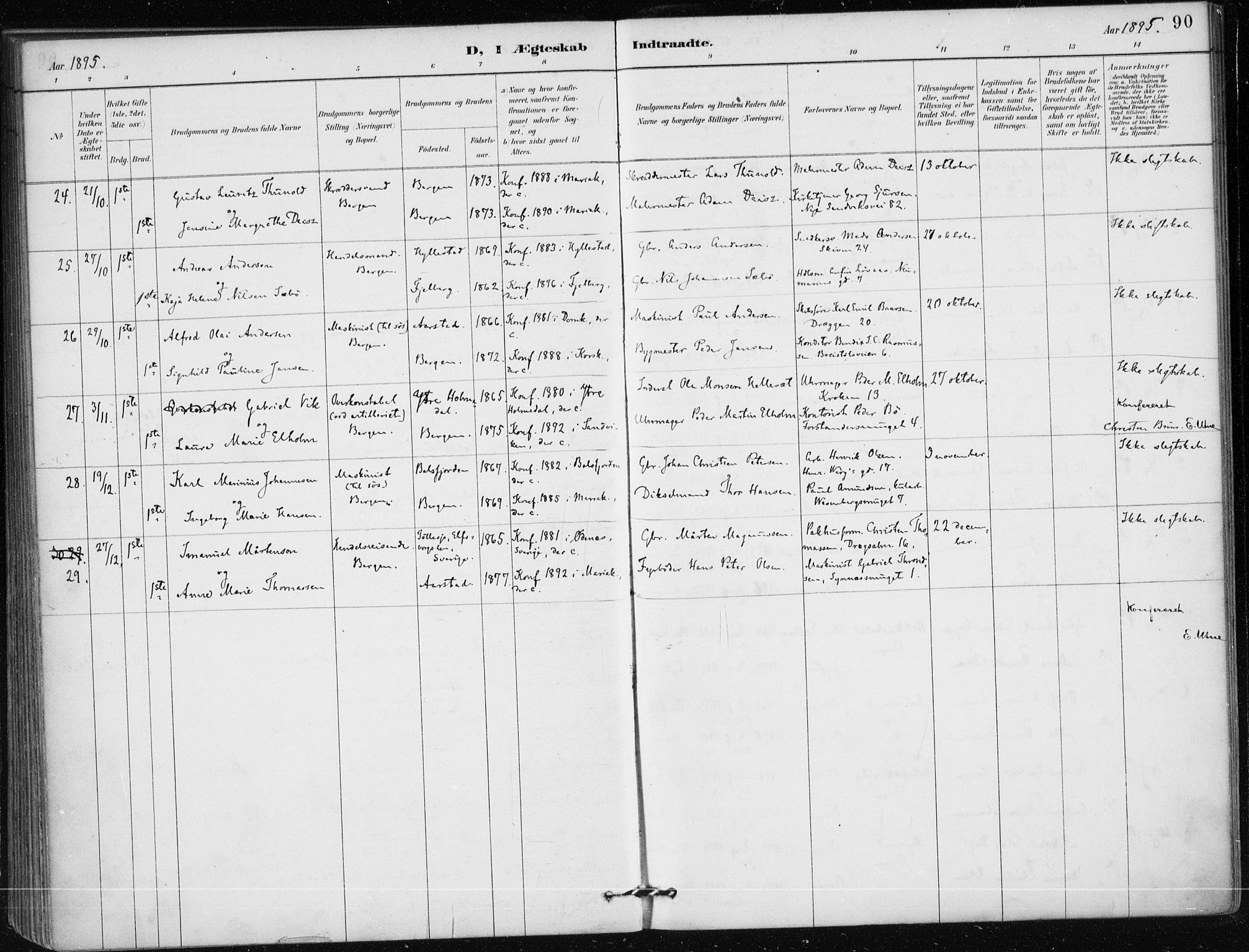 Mariakirken Sokneprestembete, AV/SAB-A-76901/H/Haa/L0013: Parish register (official) no. C 1, 1889-1900, p. 90