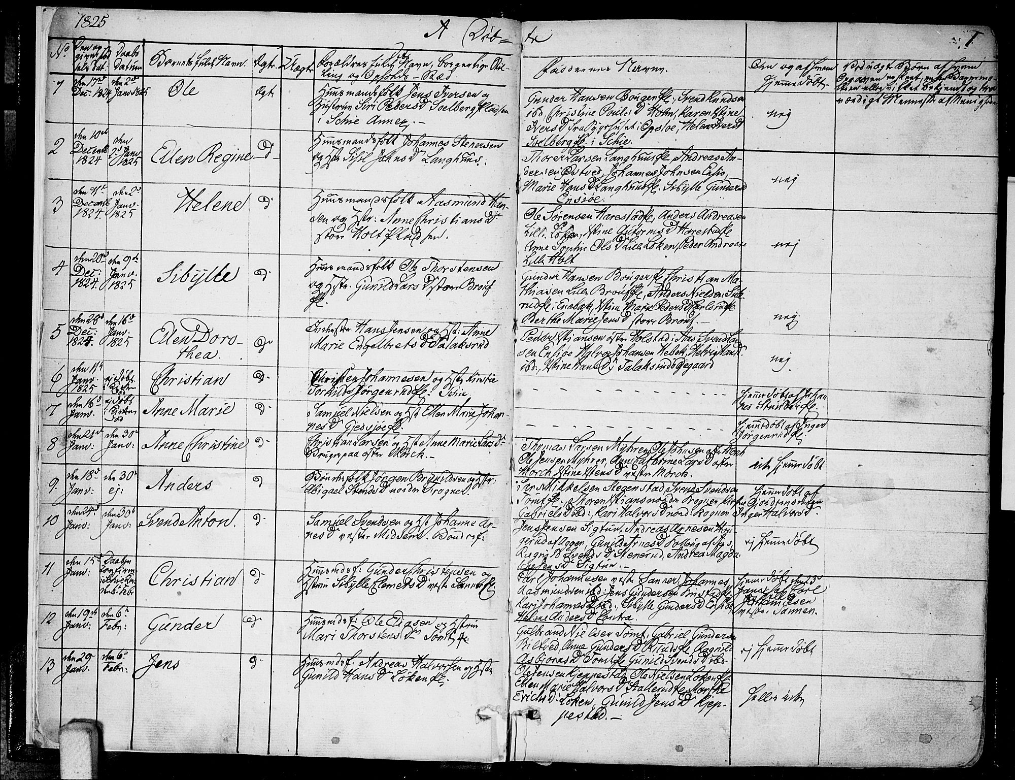 Kråkstad prestekontor Kirkebøker, SAO/A-10125a/F/Fa/L0004: Parish register (official) no. I 4, 1825-1837, p. 1