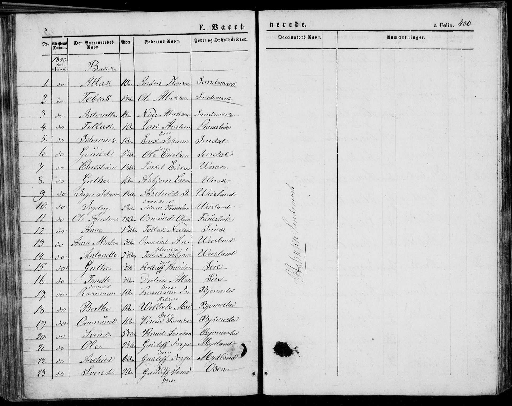 Bakke sokneprestkontor, SAK/1111-0002/F/Fa/Faa/L0004: Parish register (official) no. A 4, 1834-1846, p. 400