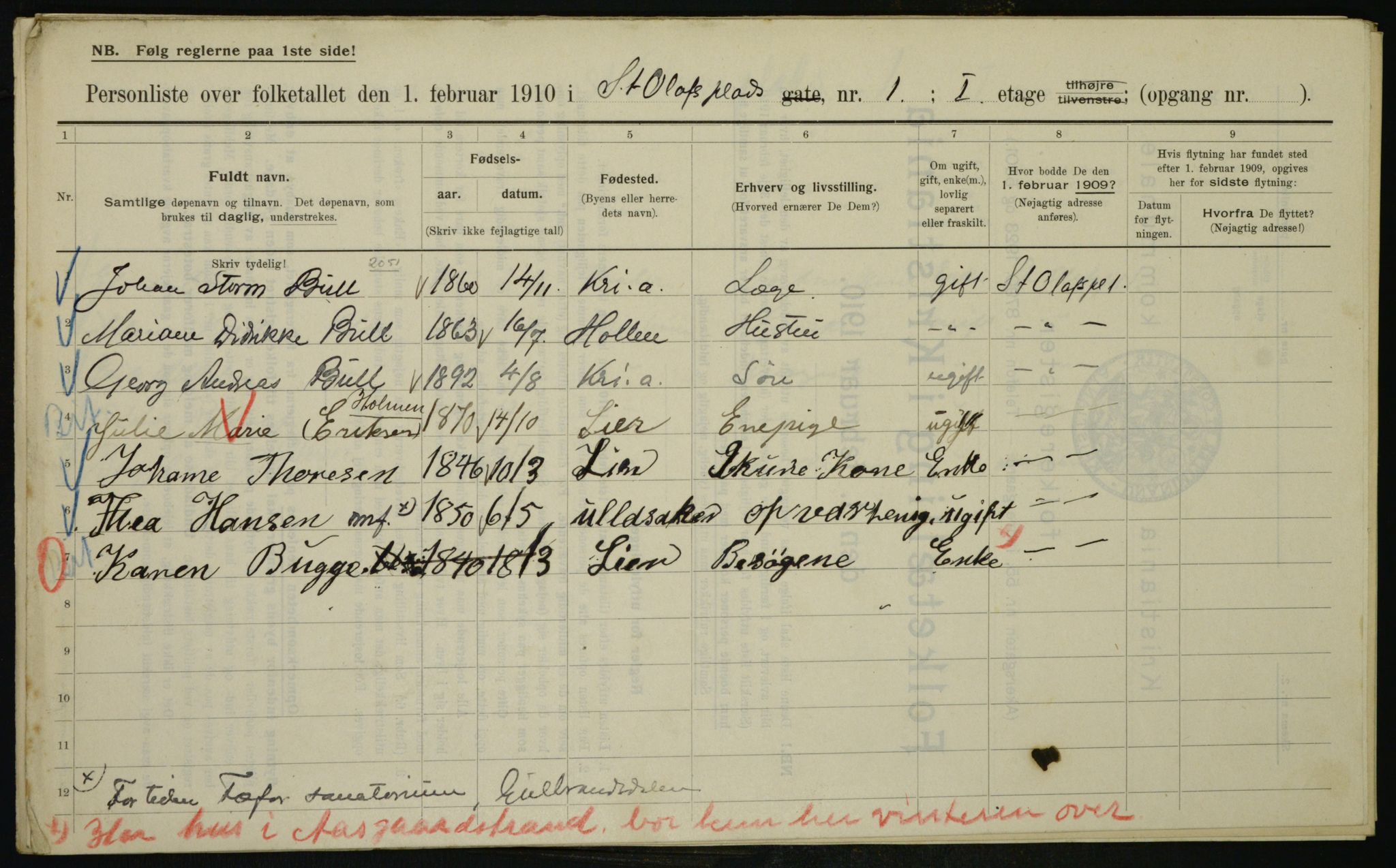 OBA, Municipal Census 1910 for Kristiania, 1910, p. 84447