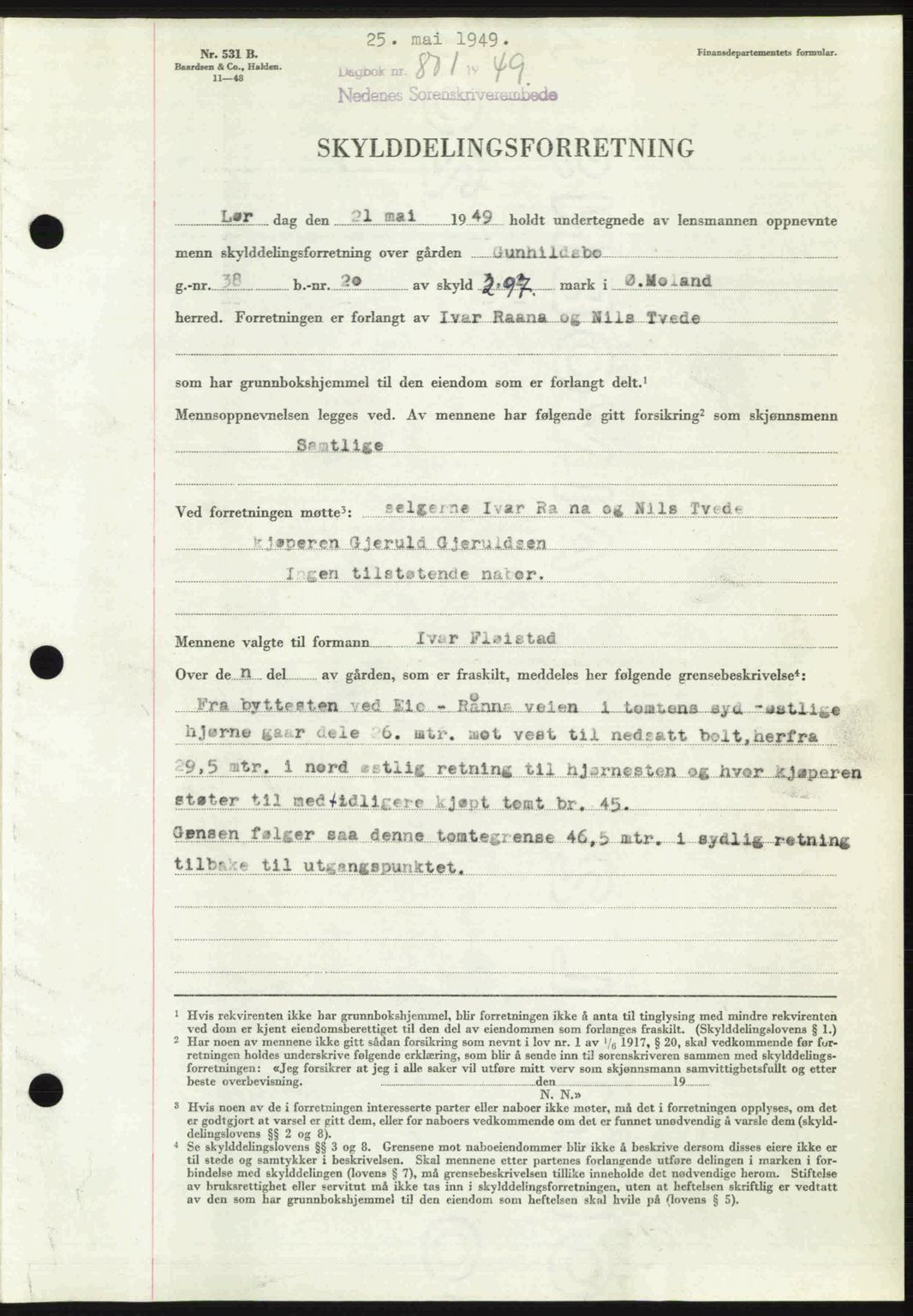 Nedenes sorenskriveri, SAK/1221-0006/G/Gb/Gba/L0060: Mortgage book no. A12, 1948-1949, Diary no: : 801/1949