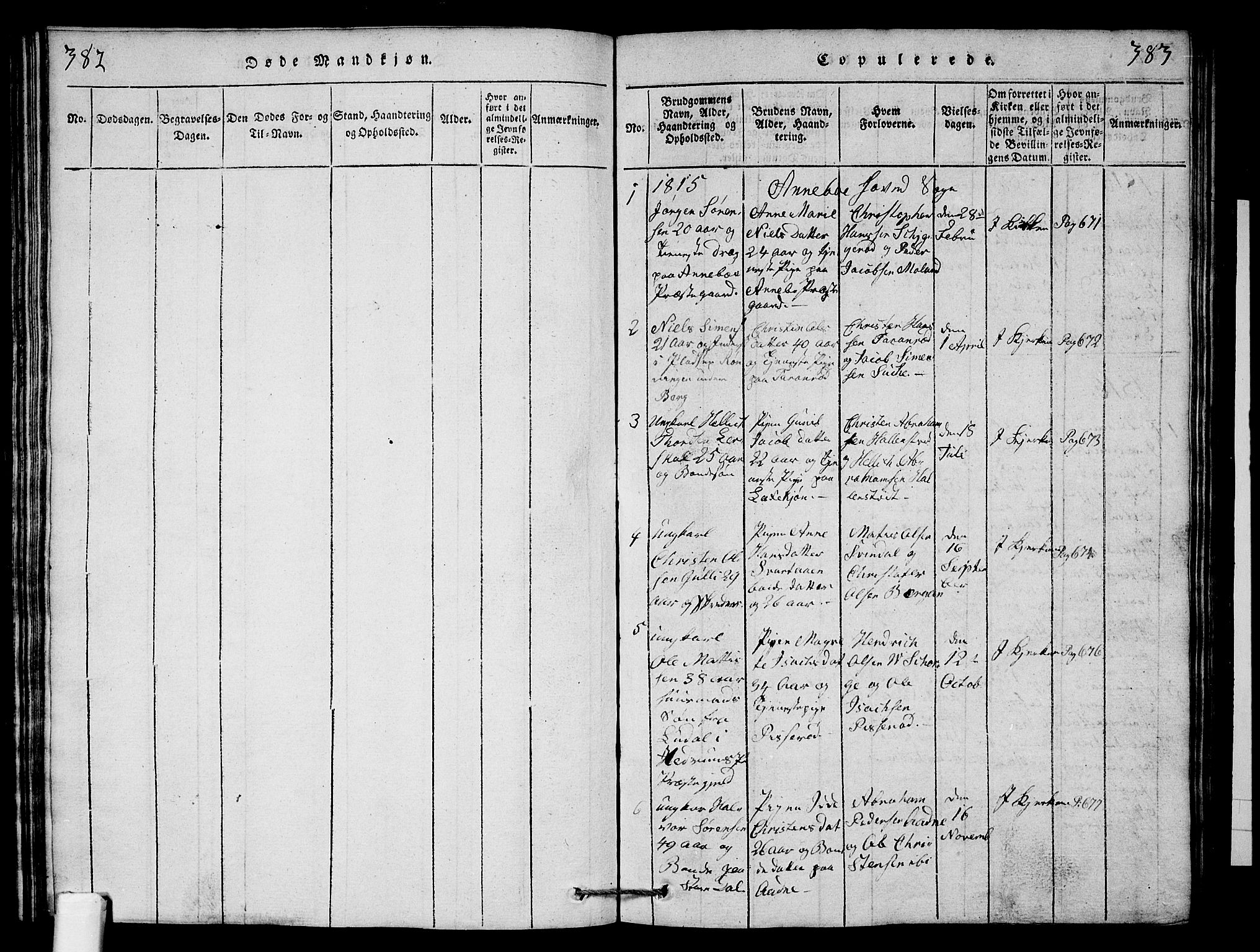 Andebu kirkebøker, AV/SAKO-A-336/G/Ga/L0001: Parish register (copy) no. I 1 /1, 1815-1823, p. 382-383