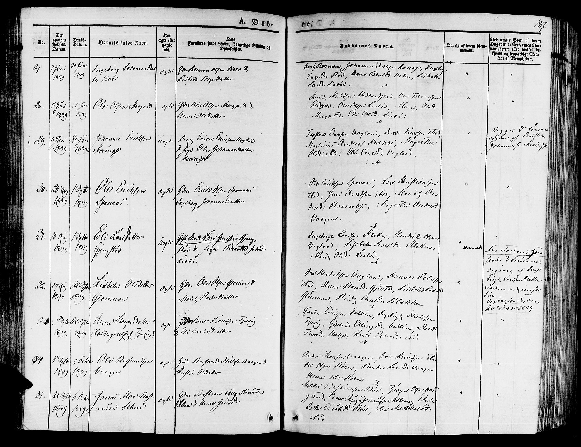 Ministerialprotokoller, klokkerbøker og fødselsregistre - Møre og Romsdal, AV/SAT-A-1454/592/L1025: Parish register (official) no. 592A03 /2, 1831-1849, p. 187