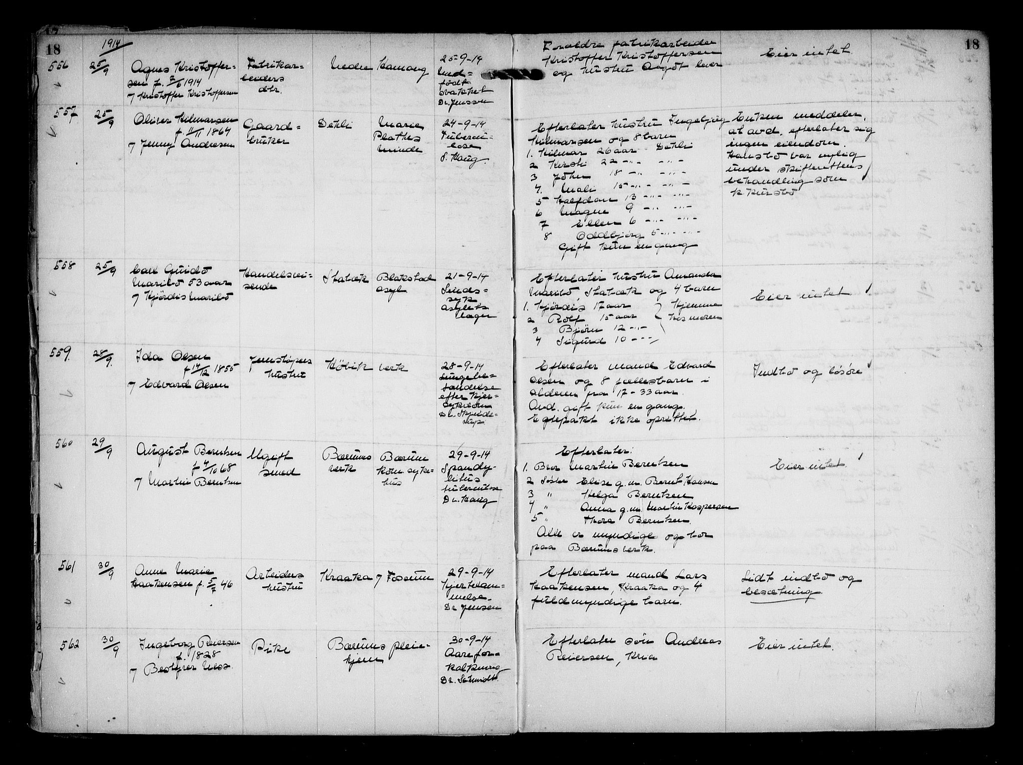 Aker kriminaldommer, skifte- og auksjonsforvalterembete, AV/SAO-A-10452/H/Hb/Hba/Hbaa/L0004: Dødsfallsprotokoll, 1914-1918, p. 18