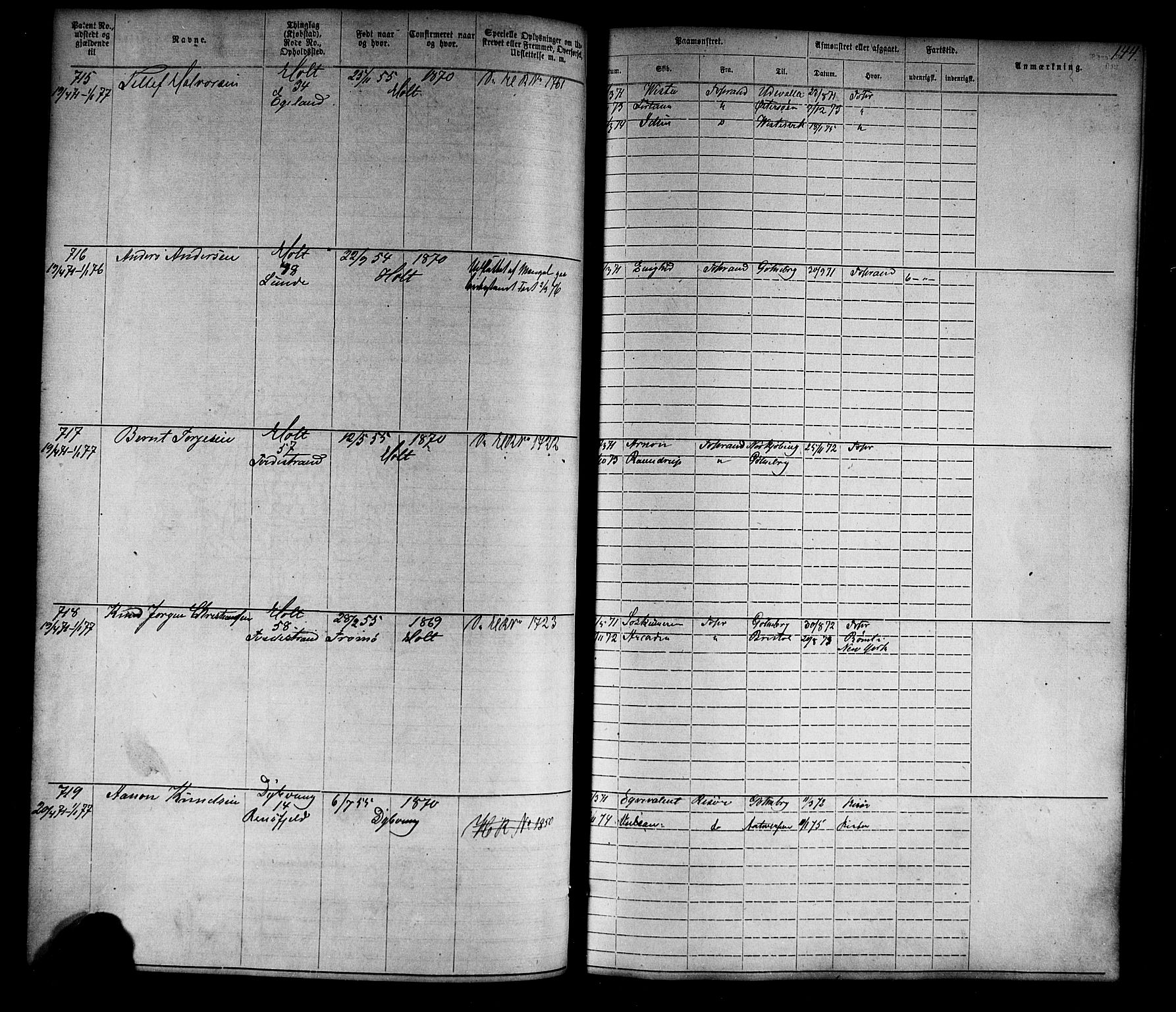 Tvedestrand mønstringskrets, SAK/2031-0011/F/Fa/L0003: Annotasjonsrulle nr 1-1905 med register, U-25, 1866-1886, p. 166