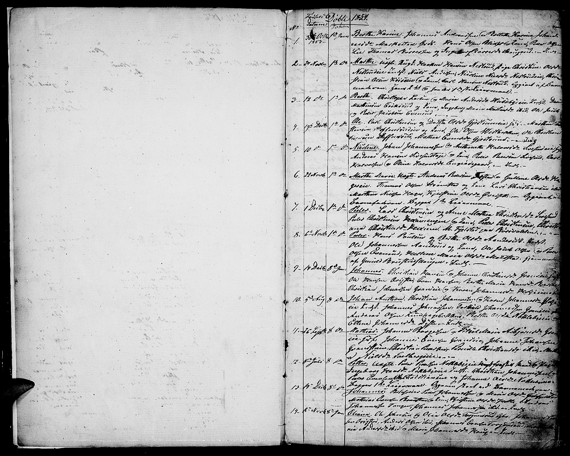 Vestre Toten prestekontor, SAH/PREST-108/H/Ha/Hab/L0005: Parish register (copy) no. 5, 1854-1870, p. 1