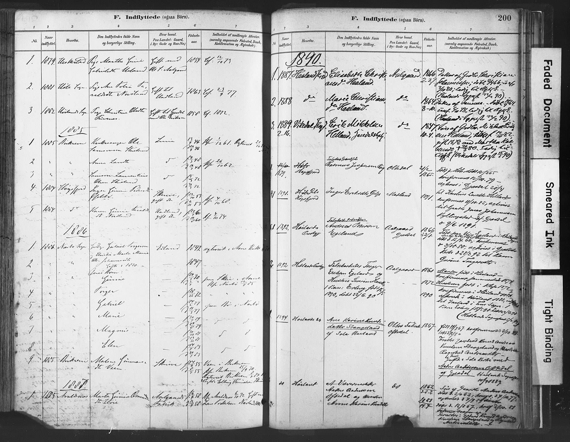 Lye sokneprestkontor, SAST/A-101794/001/30BA/L0010: Parish register (official) no. A 10, 1881-1896, p. 200