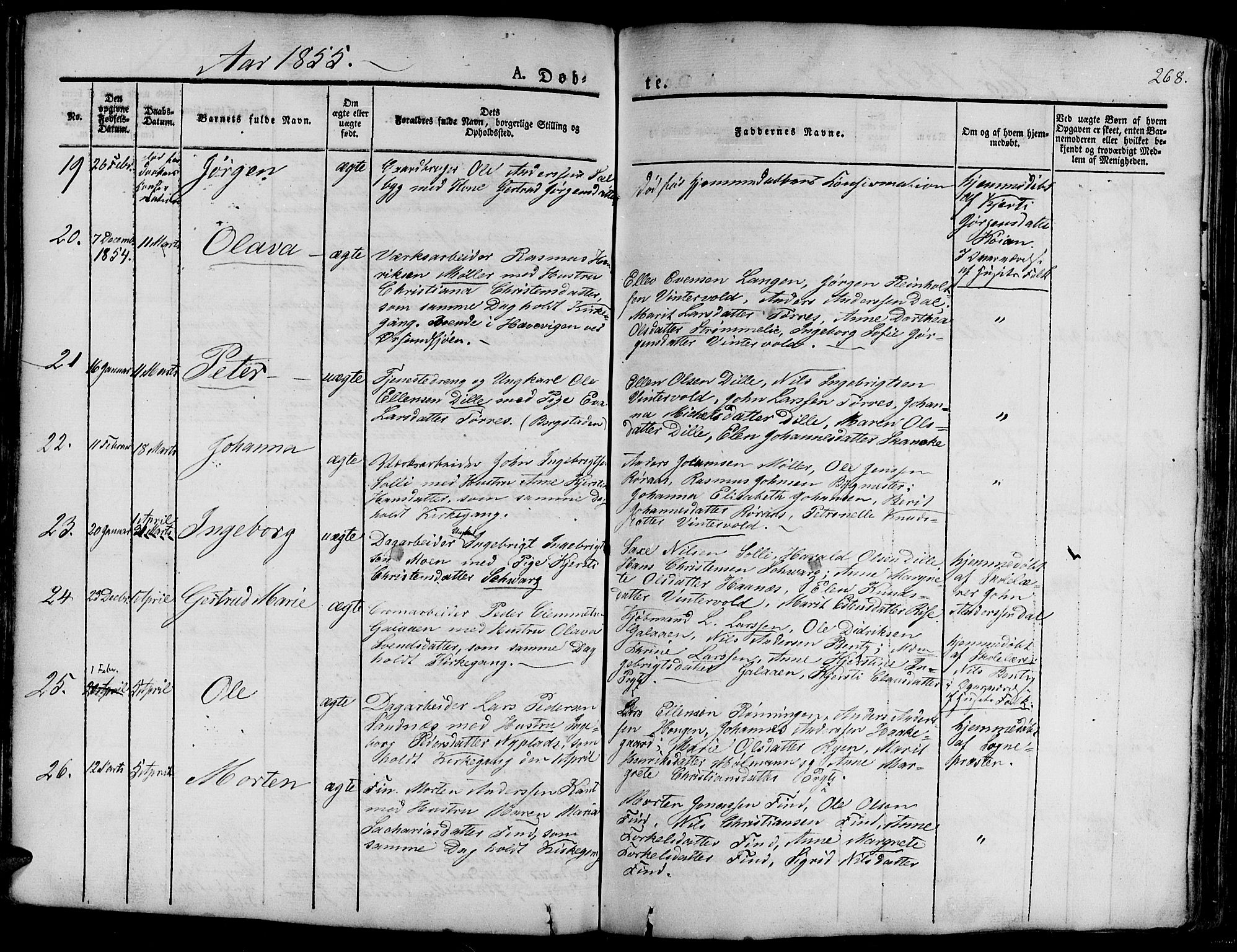 Ministerialprotokoller, klokkerbøker og fødselsregistre - Sør-Trøndelag, AV/SAT-A-1456/681/L0938: Parish register (copy) no. 681C02, 1829-1879, p. 268