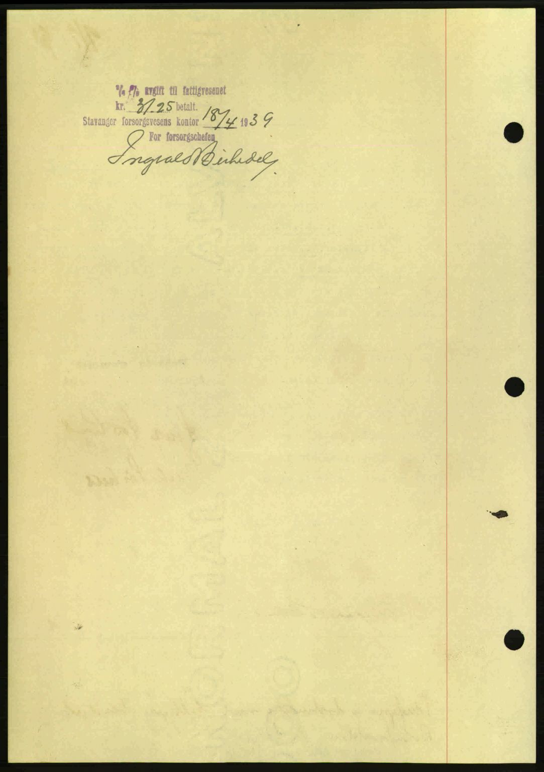 Stavanger byrett, AV/SAST-A-100455/002/G/Gb/L0014: Mortgage book no. A4, 1938-1939, Diary no: : 919/1939