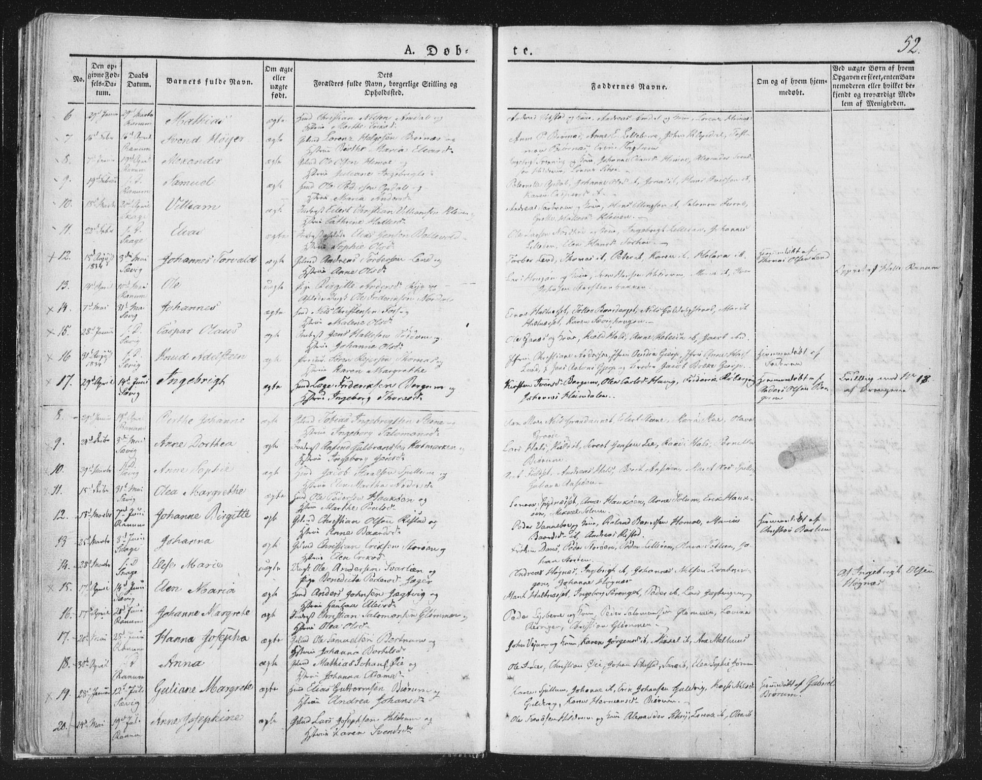 Ministerialprotokoller, klokkerbøker og fødselsregistre - Nord-Trøndelag, SAT/A-1458/764/L0551: Parish register (official) no. 764A07a, 1824-1864, p. 52
