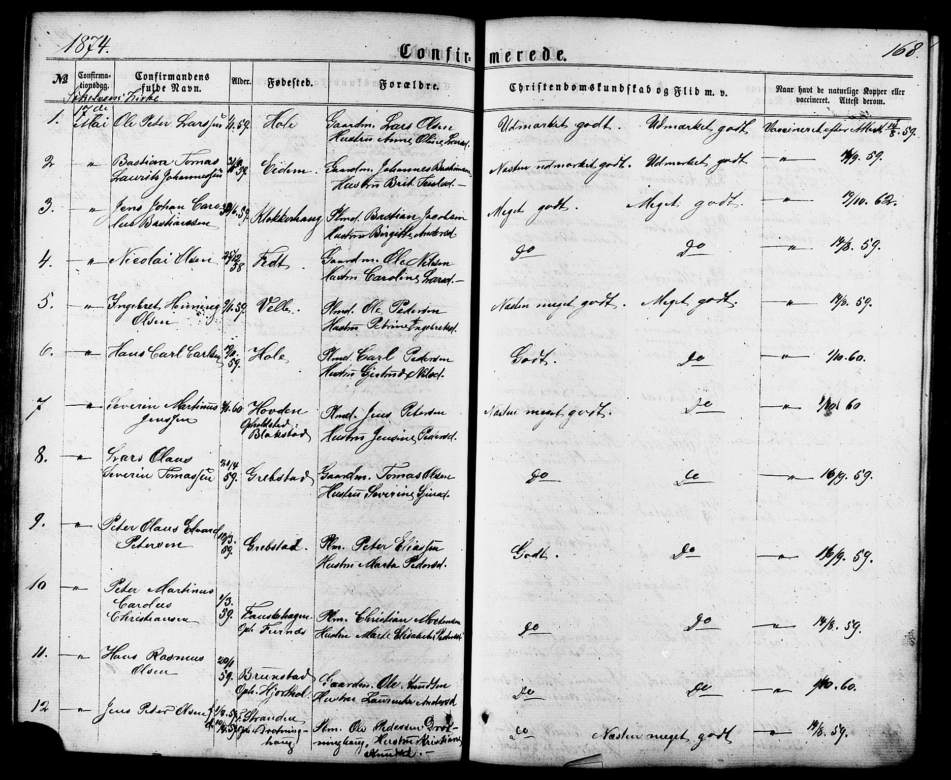 Ministerialprotokoller, klokkerbøker og fødselsregistre - Møre og Romsdal, SAT/A-1454/522/L0314: Parish register (official) no. 522A09, 1863-1877, p. 168
