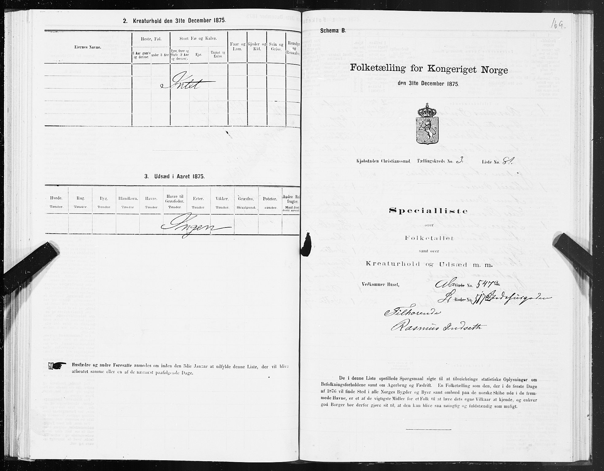 SAT, 1875 census for 1503B Kristiansund/Kristiansund, 1875, p. 3169