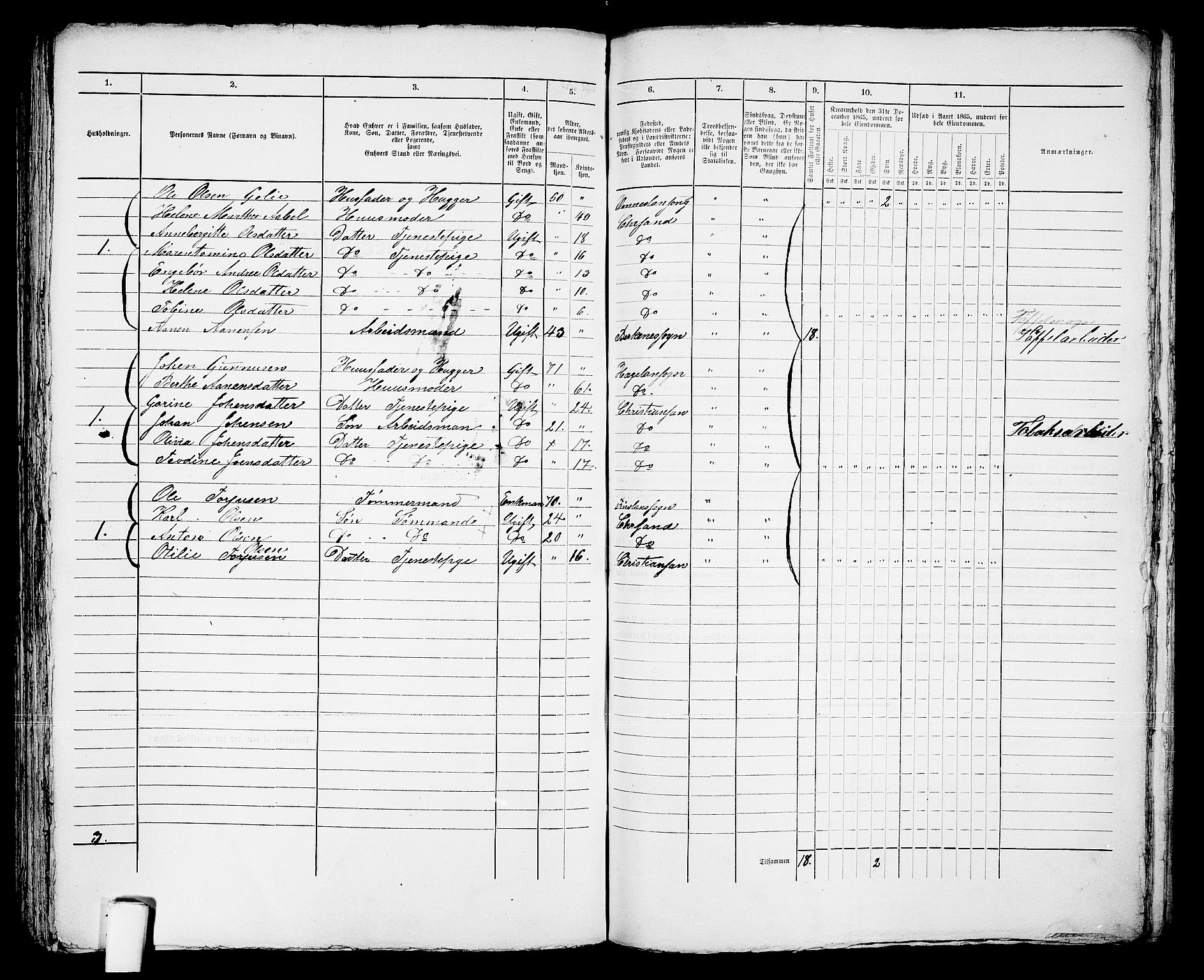 RA, 1865 census for Kristiansand, 1865, p. 941