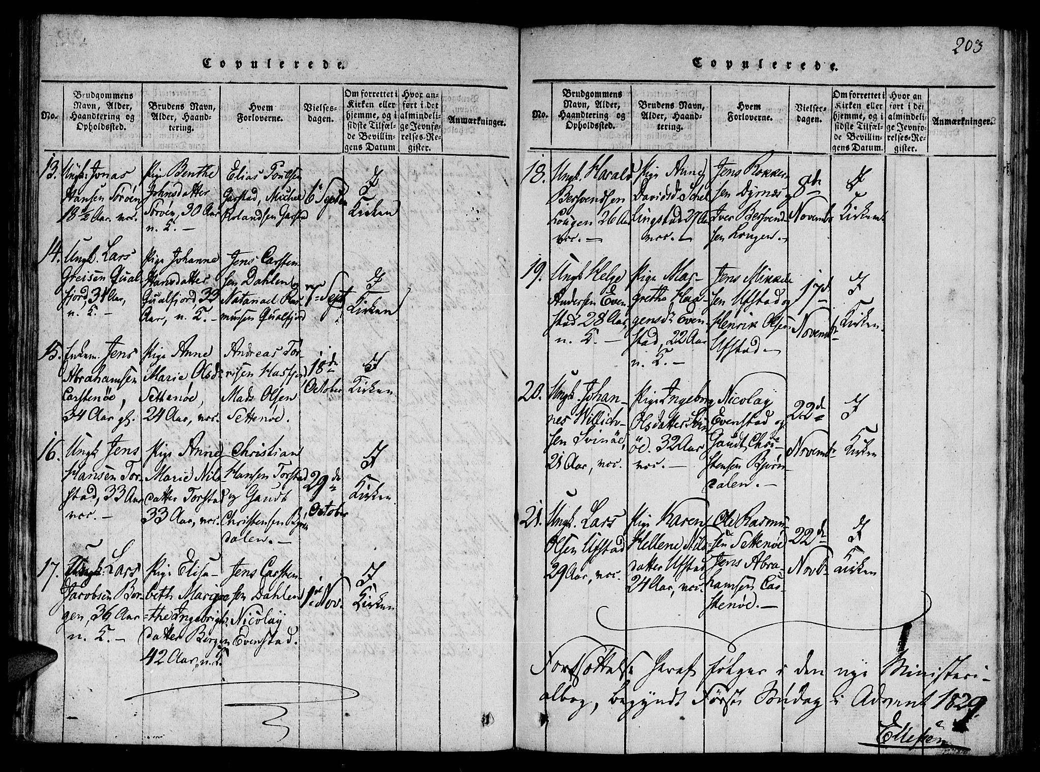 Ministerialprotokoller, klokkerbøker og fødselsregistre - Nord-Trøndelag, AV/SAT-A-1458/784/L0667: Parish register (official) no. 784A03 /1, 1816-1829, p. 203