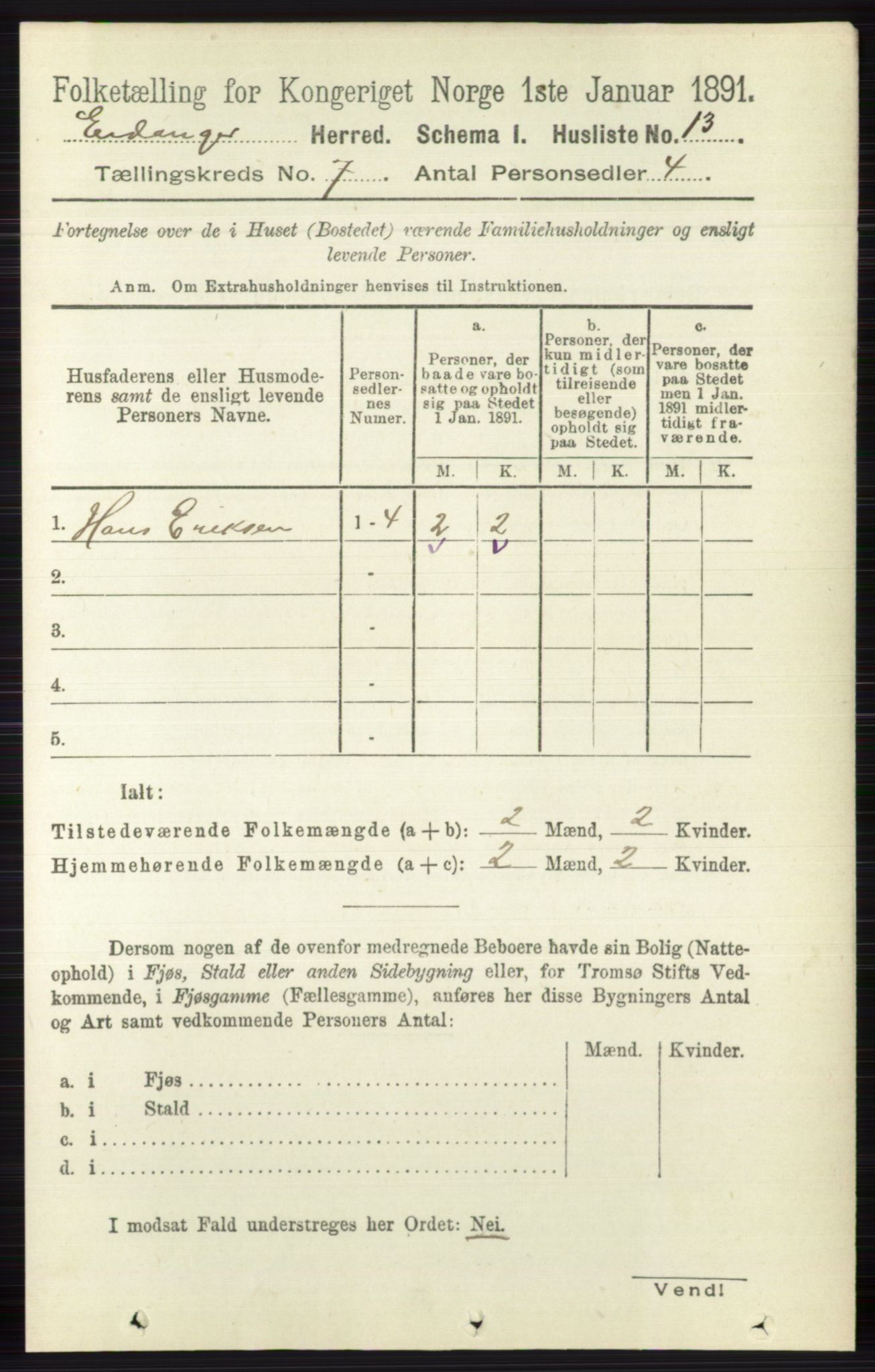 RA, 1891 census for 0813 Eidanger, 1891, p. 2739