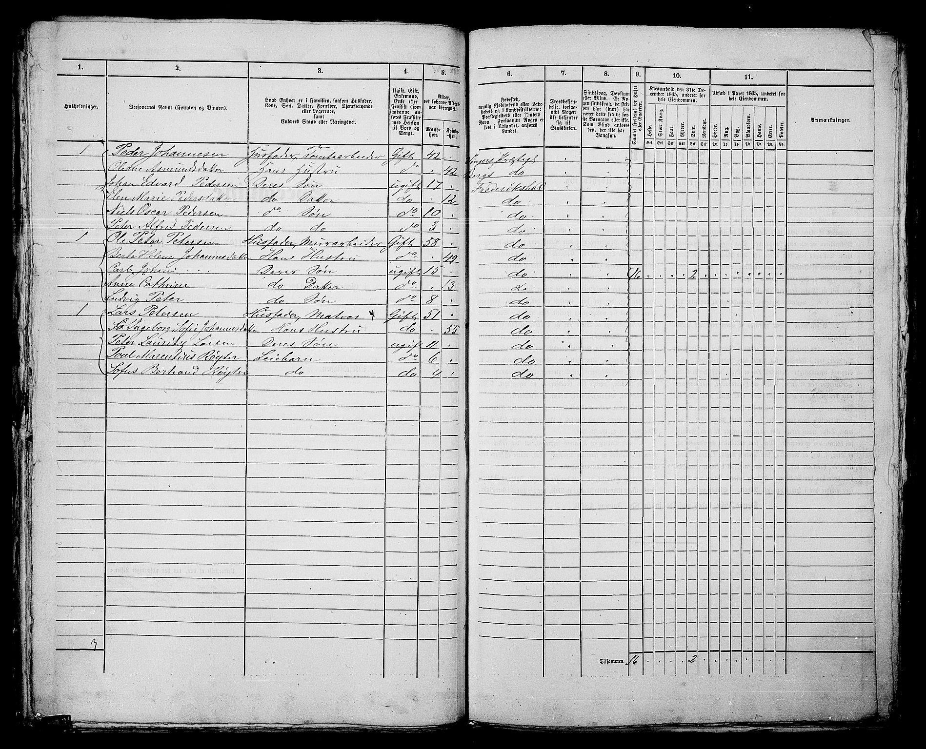 RA, 1865 census for Fredrikshald, 1865, p. 488