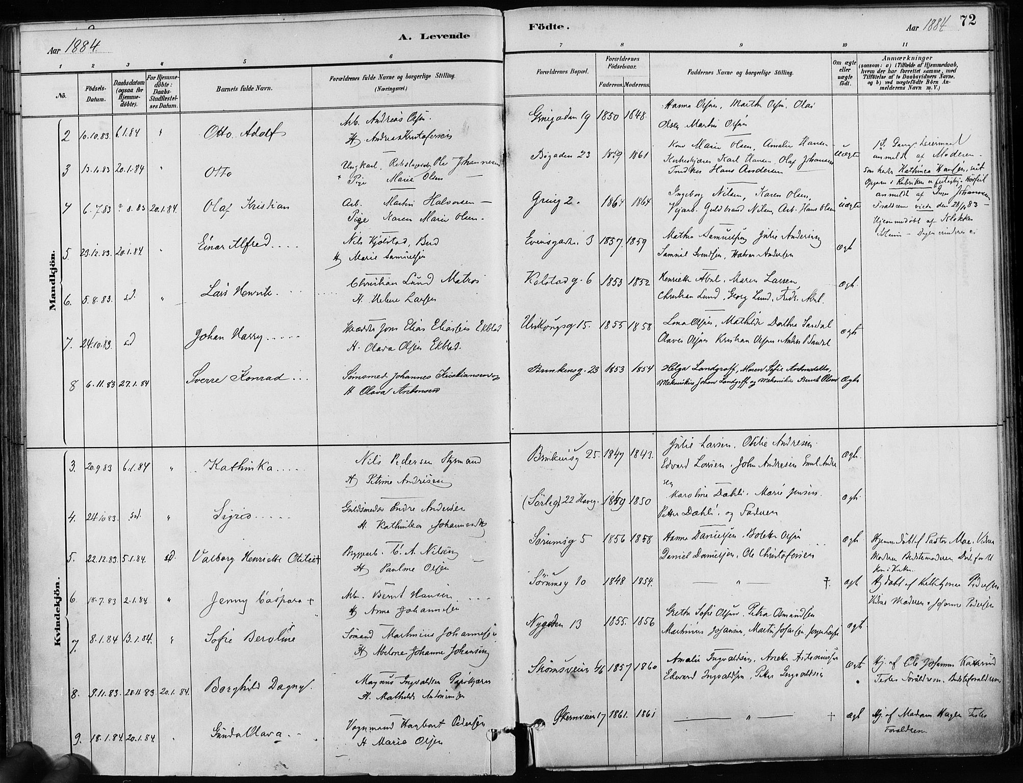 Kampen prestekontor Kirkebøker, AV/SAO-A-10853/F/Fa/L0001: Parish register (official) no. I 1, 1880-1886, p. 72