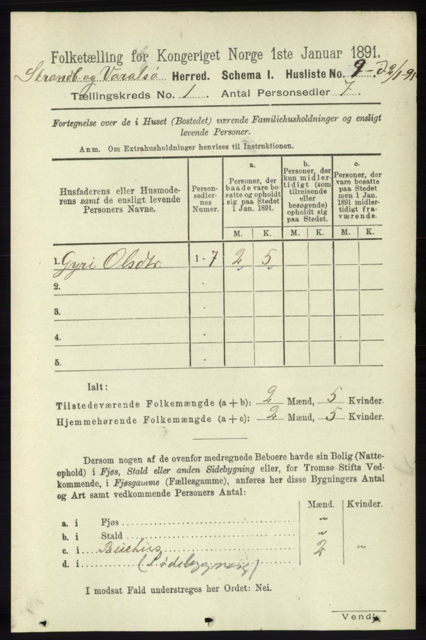 RA, 1891 census for 1226 Strandebarm og Varaldsøy, 1891, p. 32